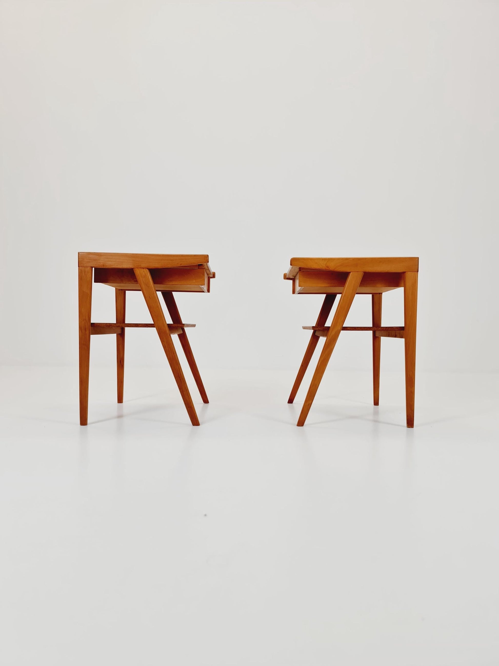 Mid century Danish teak & Oak bedside tables/ nightstands , 1960s, set of 2