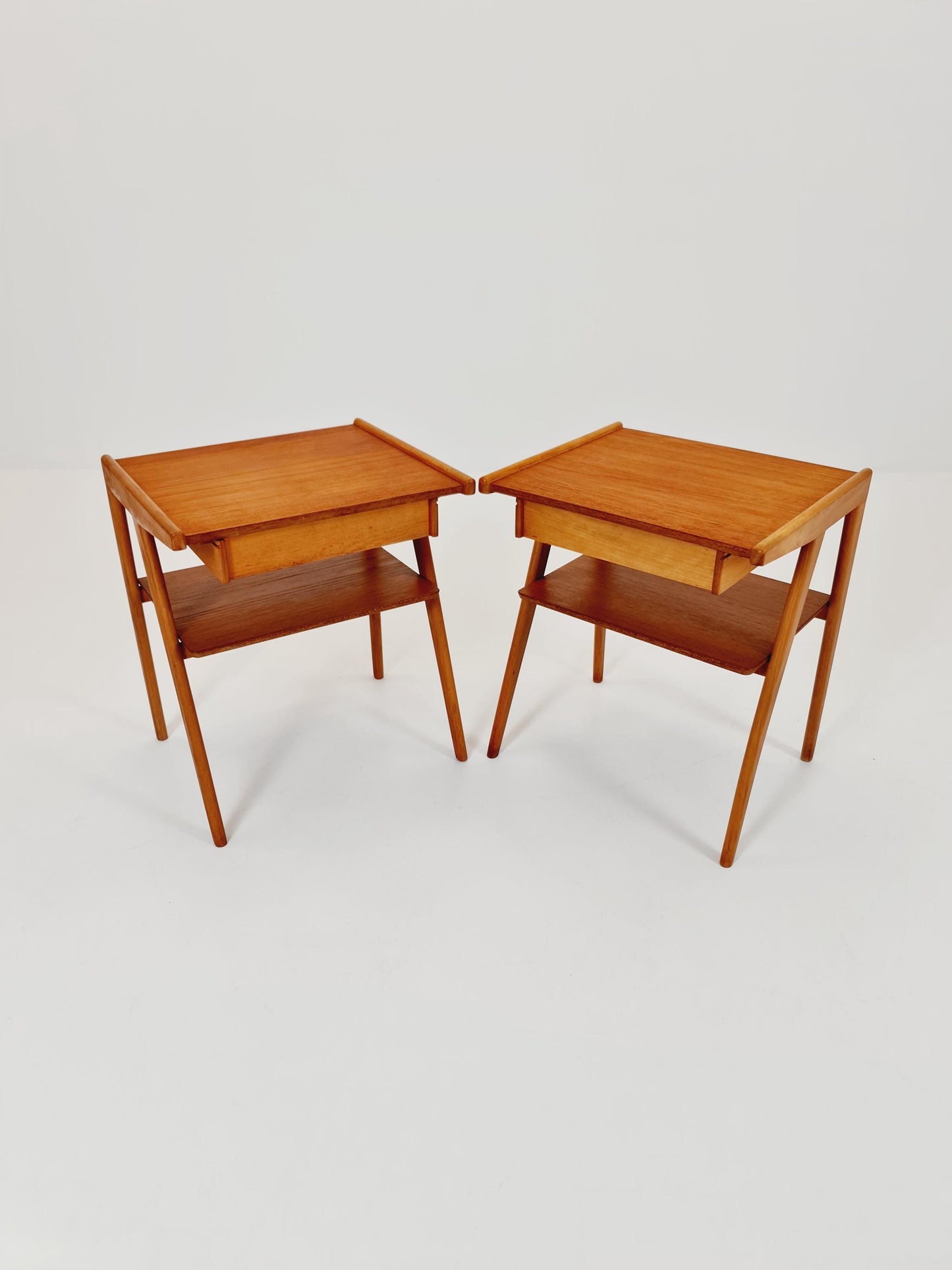 Mid century Danish teak & Oak bedside tables/ nightstands , 1960s, set of 2