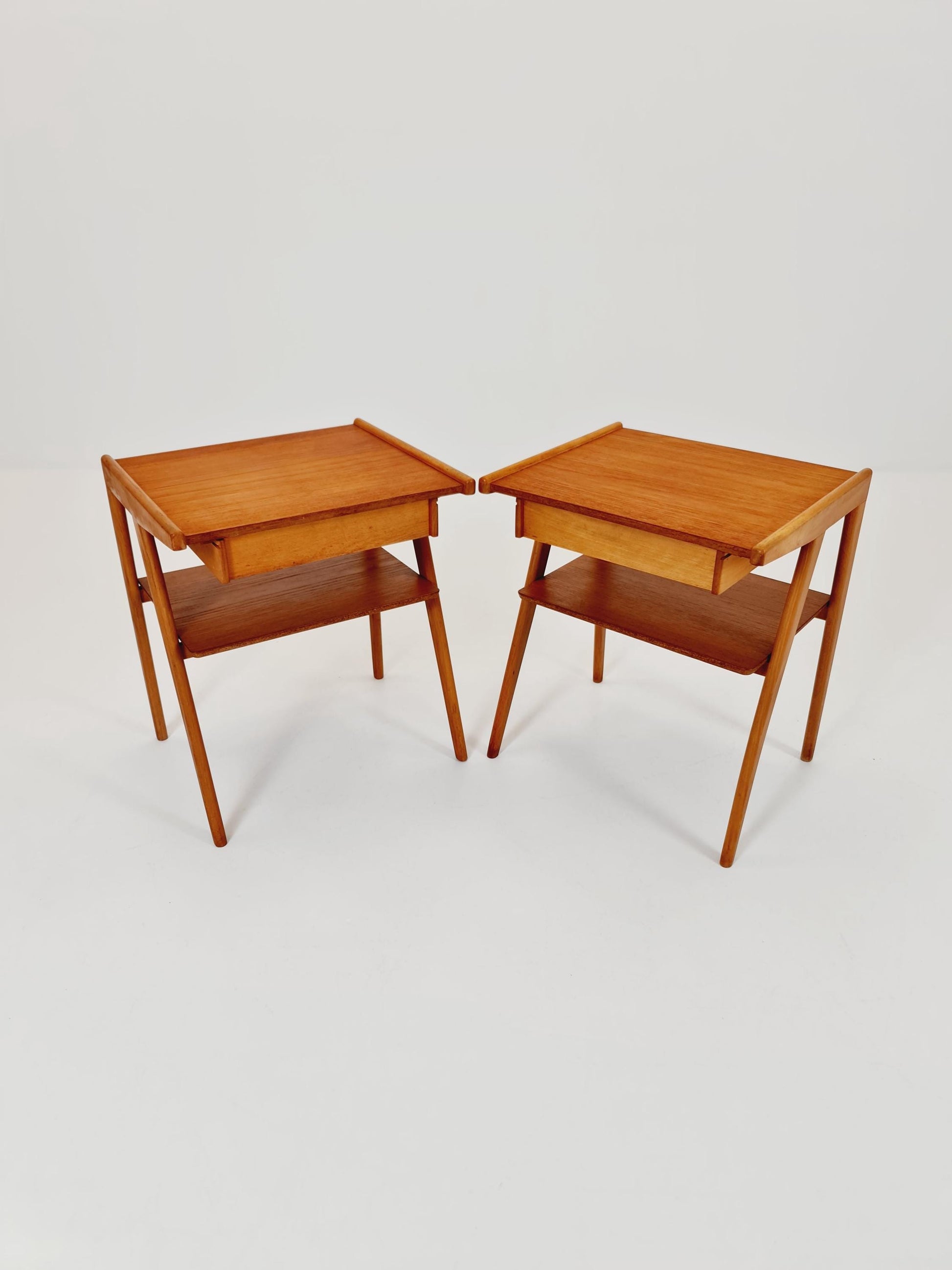 Mid century Danish teak & Oak bedside tables/ nightstands , 1960s, set of 2