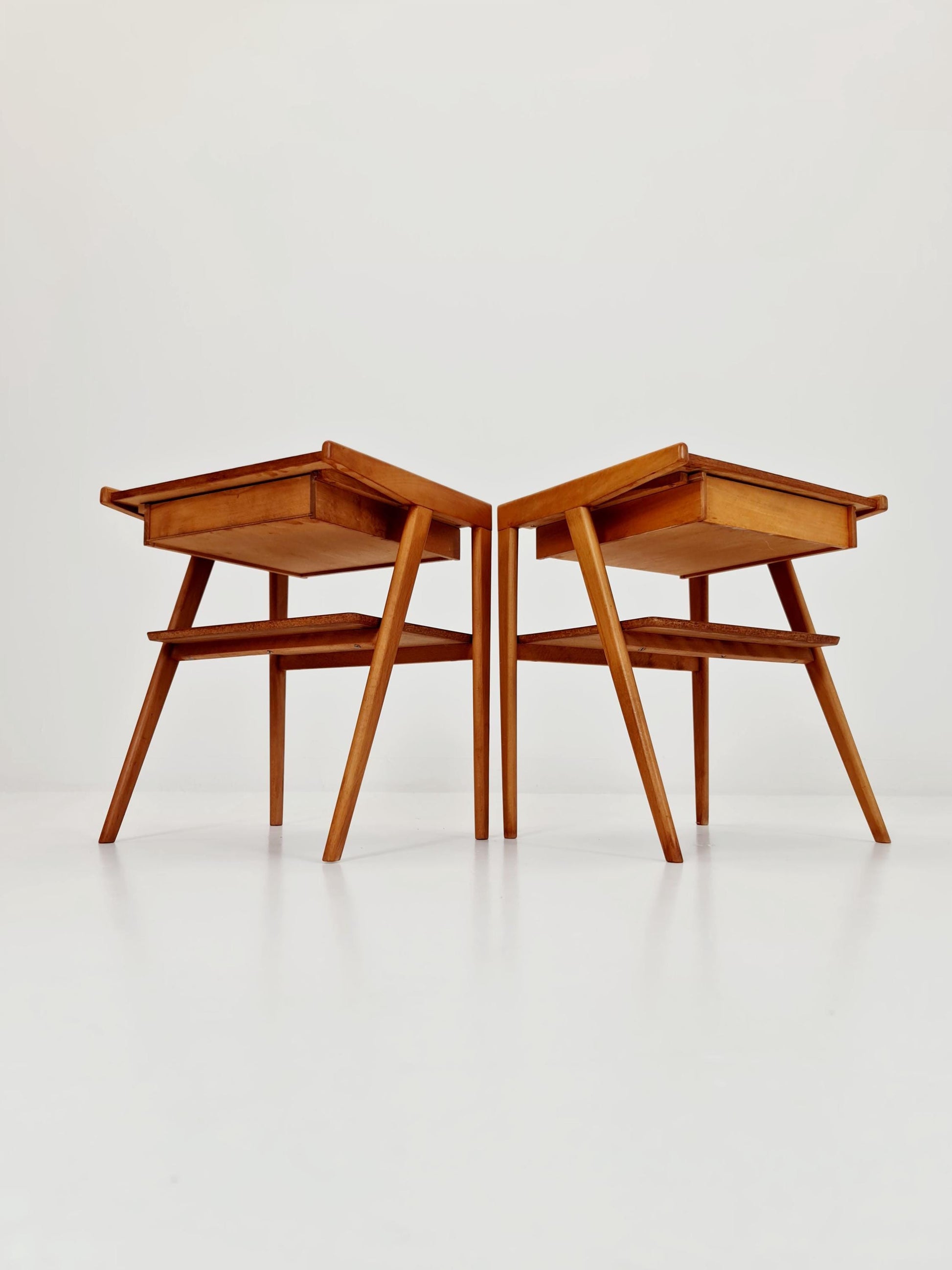 Mid century Danish teak & Oak bedside tables/ nightstands , 1960s, set of 2