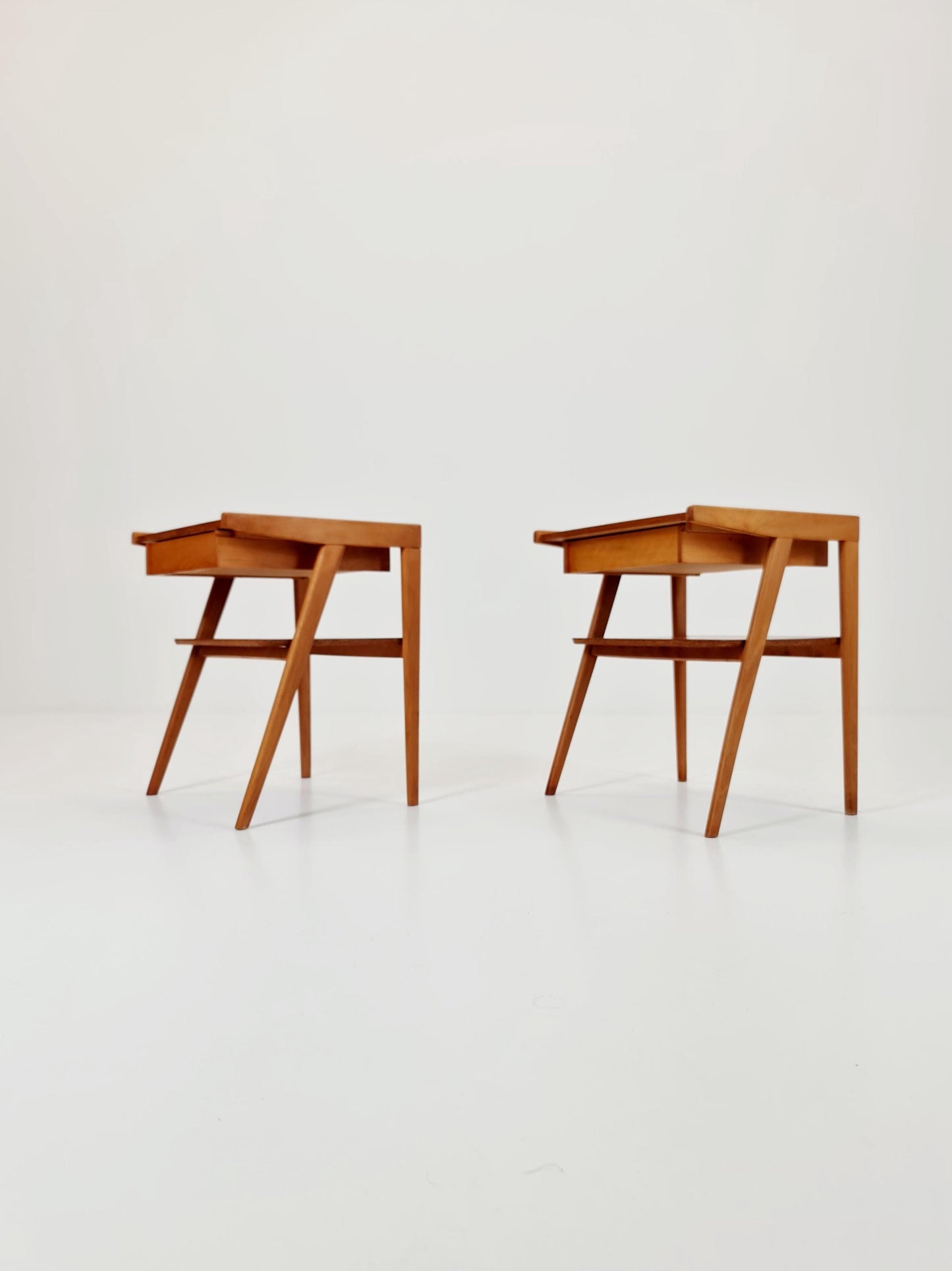Mid century Danish teak & Oak bedside tables/ nightstands , 1960s, set of 2