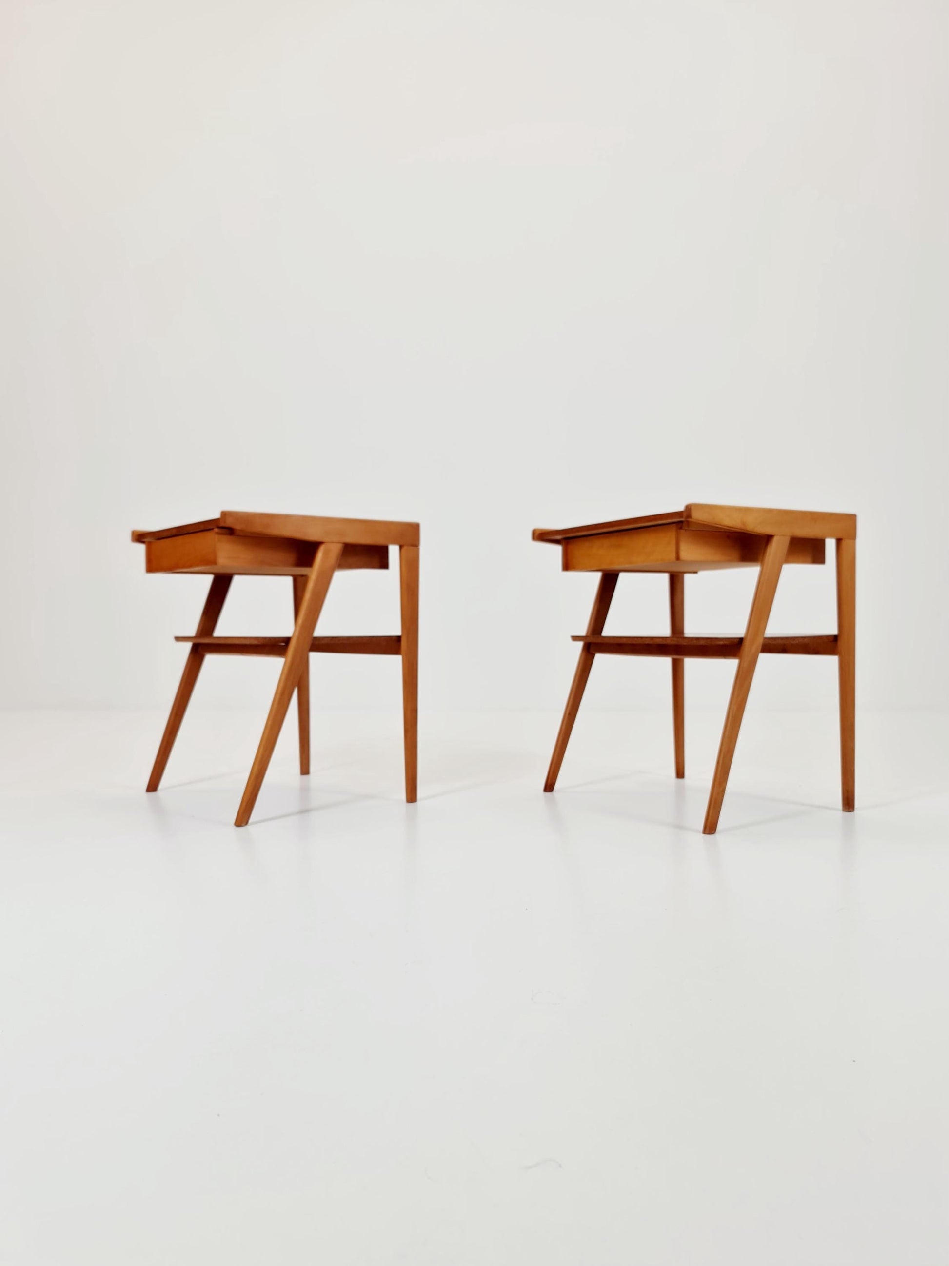 Mid century Danish teak & Oak bedside tables/ nightstands , 1960s, set of 2
