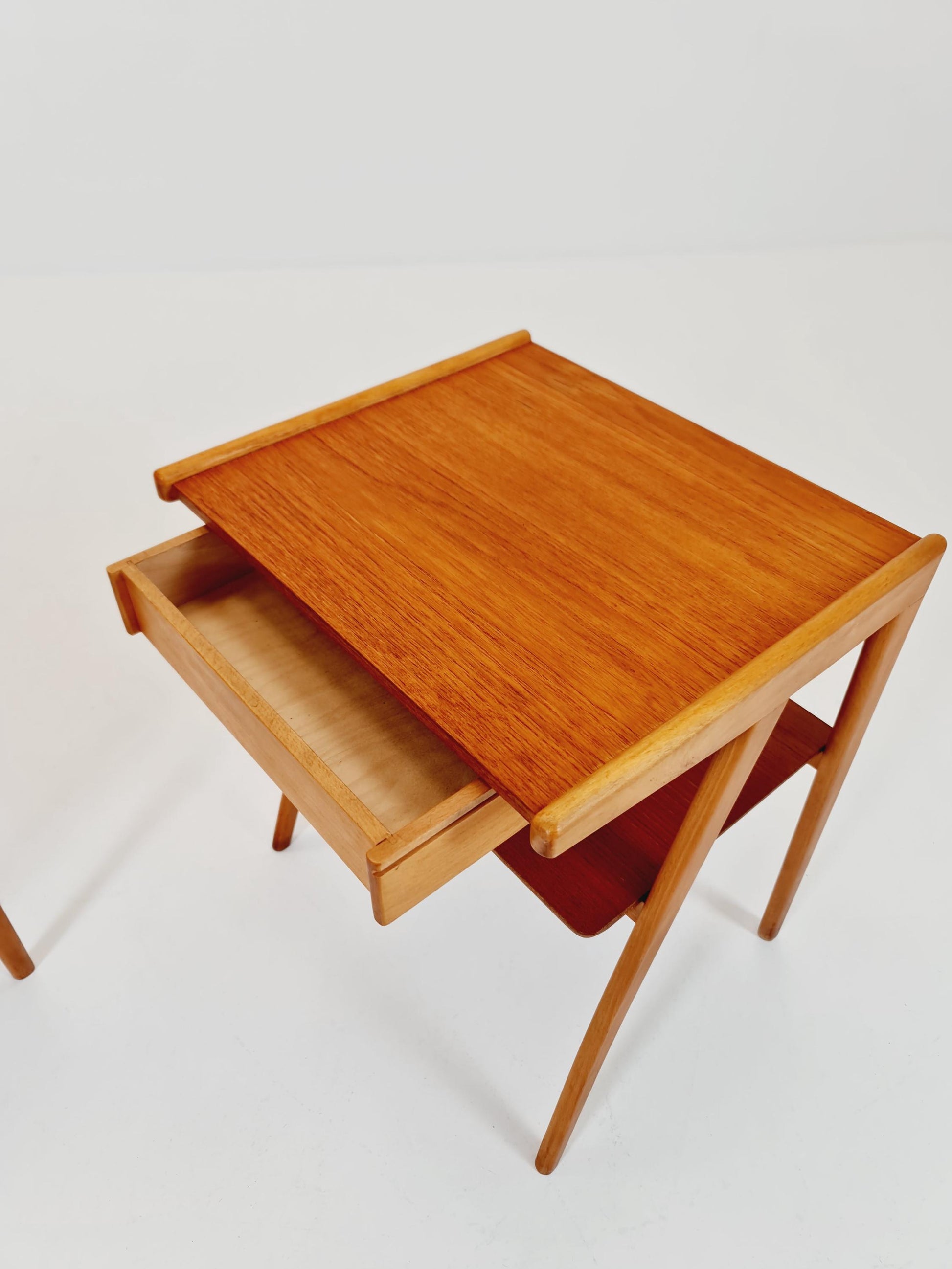 Mid century Danish teak & Oak bedside tables/ nightstands , 1960s, set of 2
