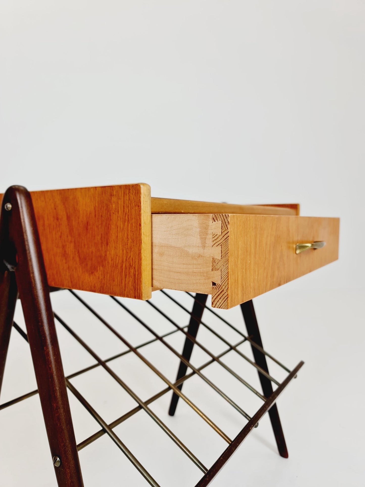 Danish MidCentury Teak and brass nightstands / bedside tables, 1960s