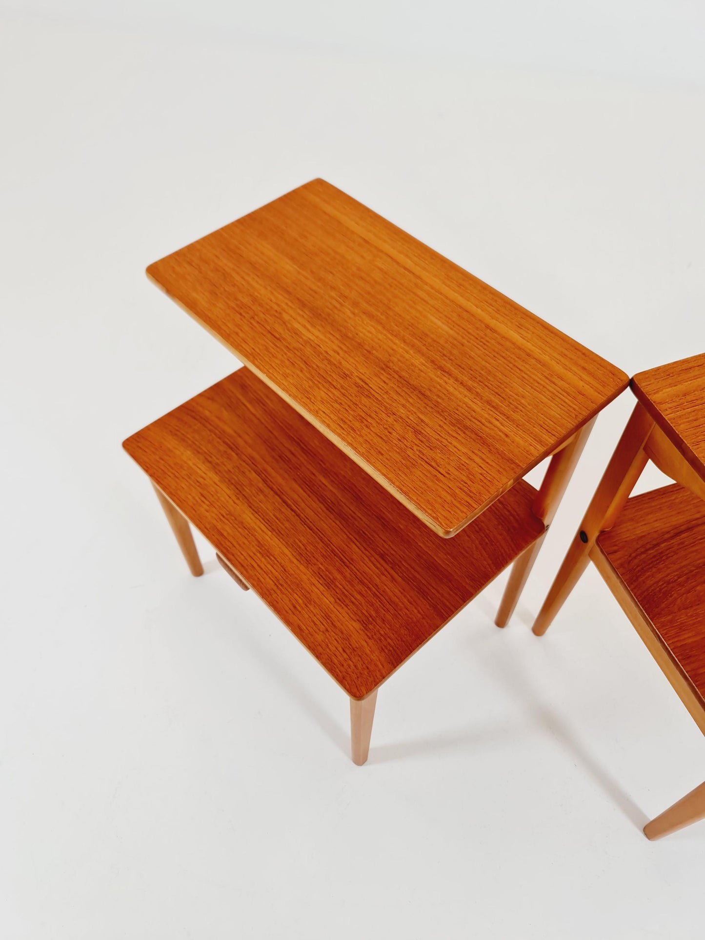 Rare Mid century Danish teak & Oak bedside tables/ nightstands , 1960s, set of 2 By MSM Model nr 80