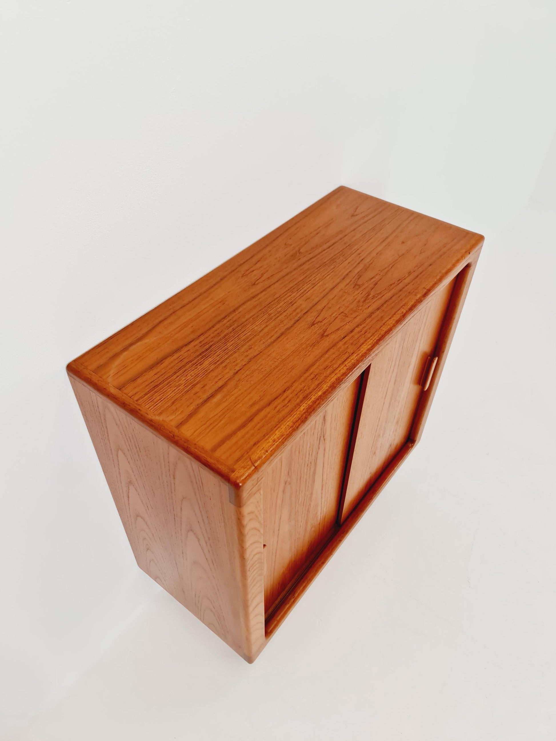 Mid century Solid Danish teak hallway cabinet, shoes cabinet By Silkborg Möbelfabrik 1960s