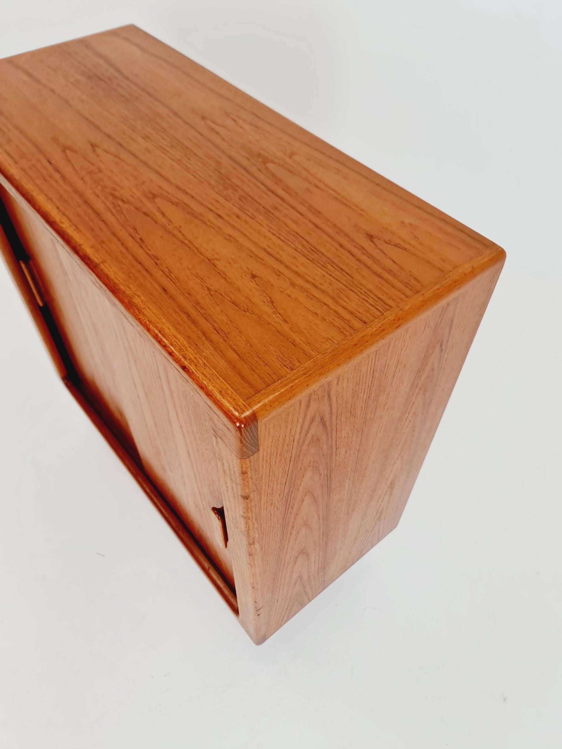 Mid century Solid Danish teak hallway cabinet, shoes cabinet By Silkborg Möbelfabrik 1960s