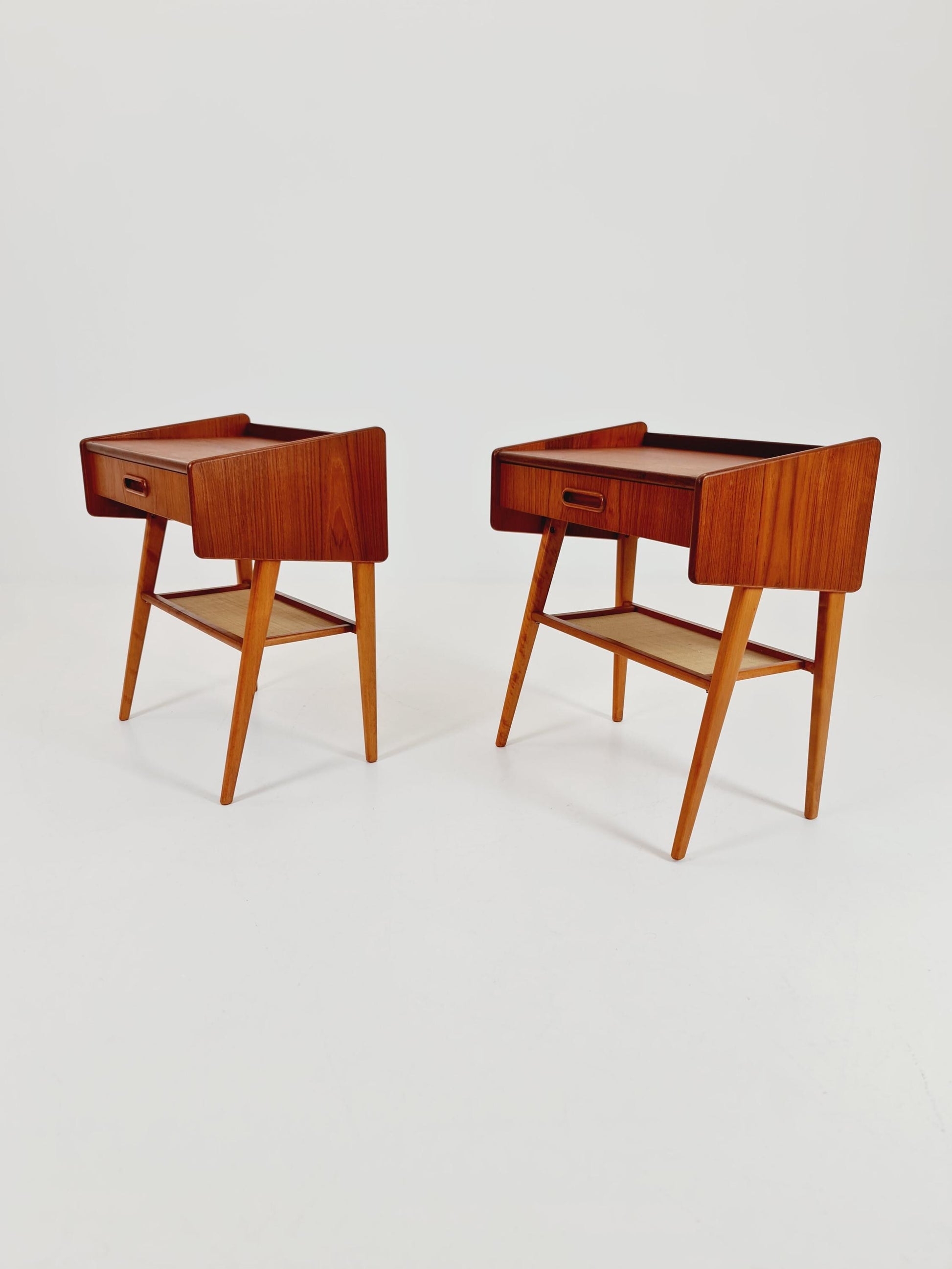 Pair of Midcentury Danish teak Vintage Side table/ Bedside table by Olholm Möbelfabrik, Denmark, 1960s