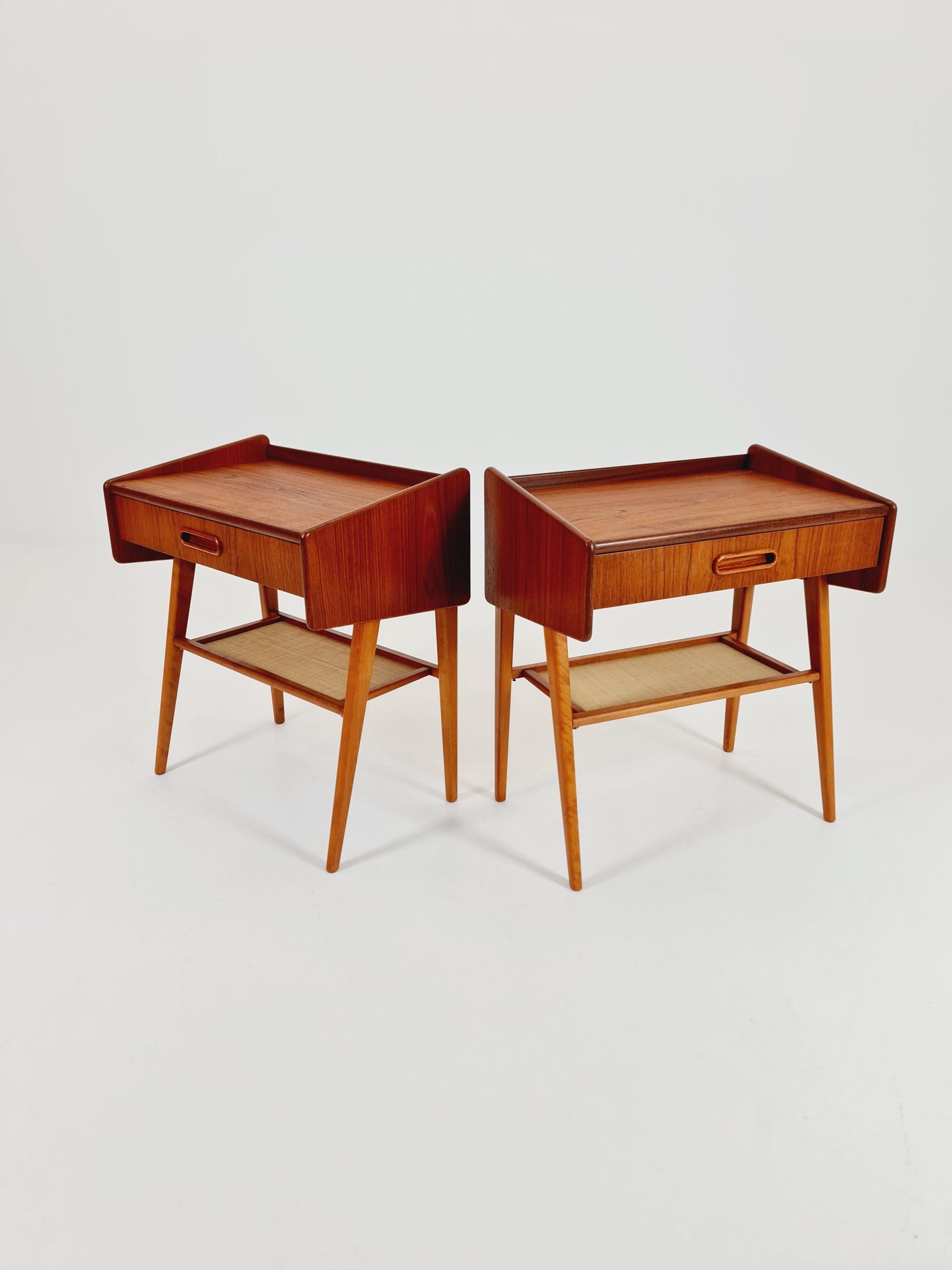 Pair of Midcentury Danish teak Vintage Side table/ Bedside table by Olholm Möbelfabrik, Denmark, 1960s