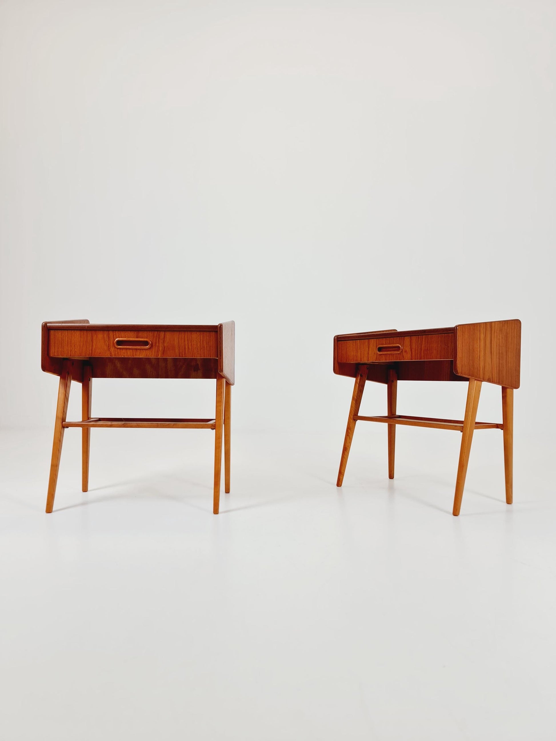 Pair of Midcentury Danish teak Vintage Side table/ Bedside table by Olholm Möbelfabrik, Denmark, 1960s