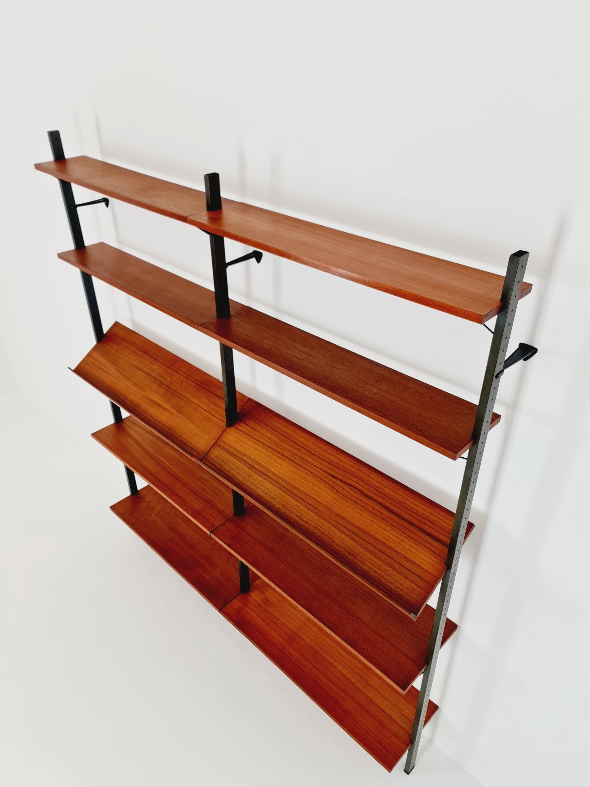 Mid century String shelf system teak & metal by Olof Pira Sweden, 1950s