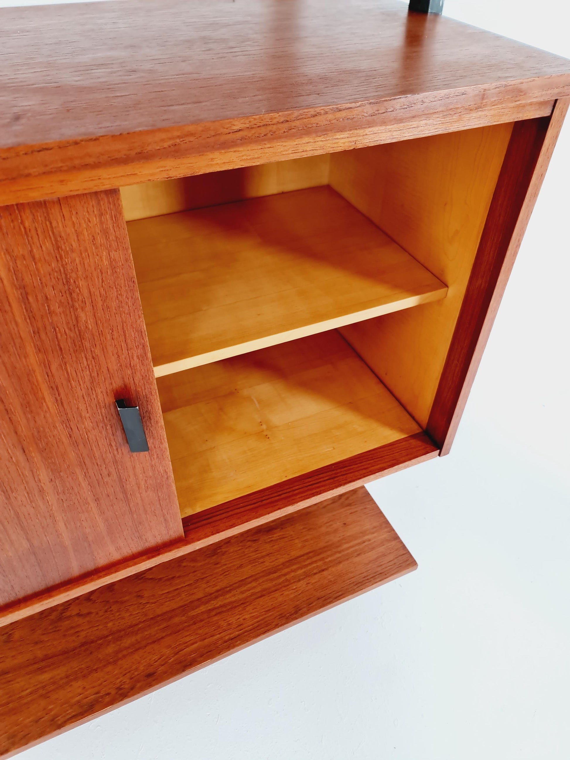 Mid century String shelf system teak & metal by Olof Pira Sweden, 1950s