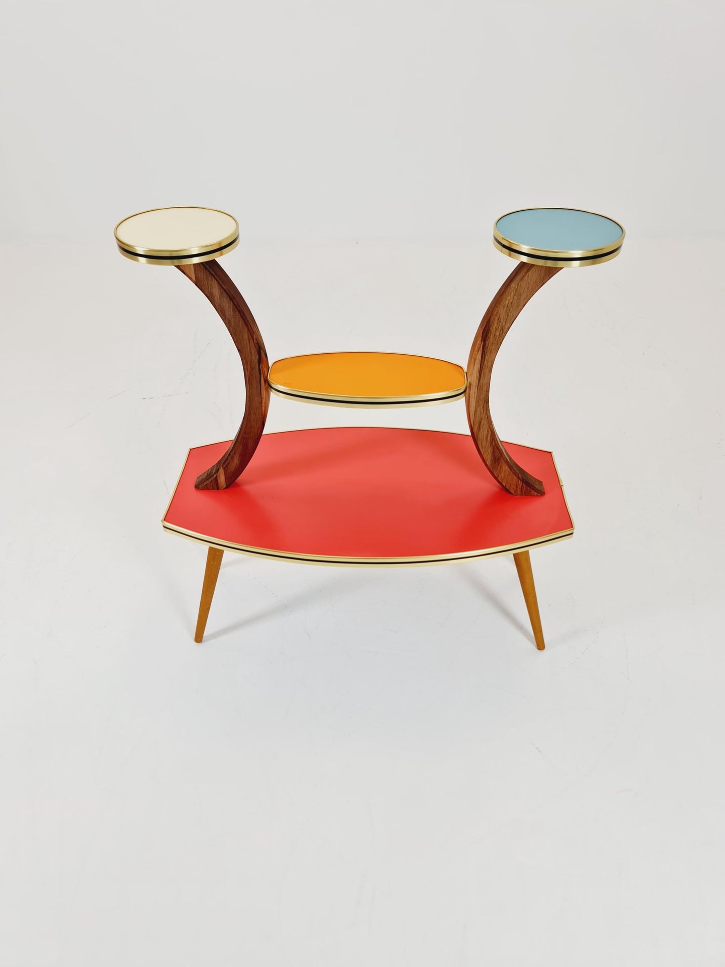 Rare Large German Plant Stand, Colorful Vintage Mid-Century Minimalist Indoor Plant Stand Side Table Retro flower table, 1950s