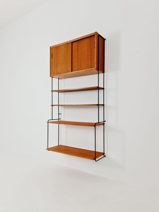Mid century Teak wall shelving unit by Hilker for Omnia, Germany, 1960s