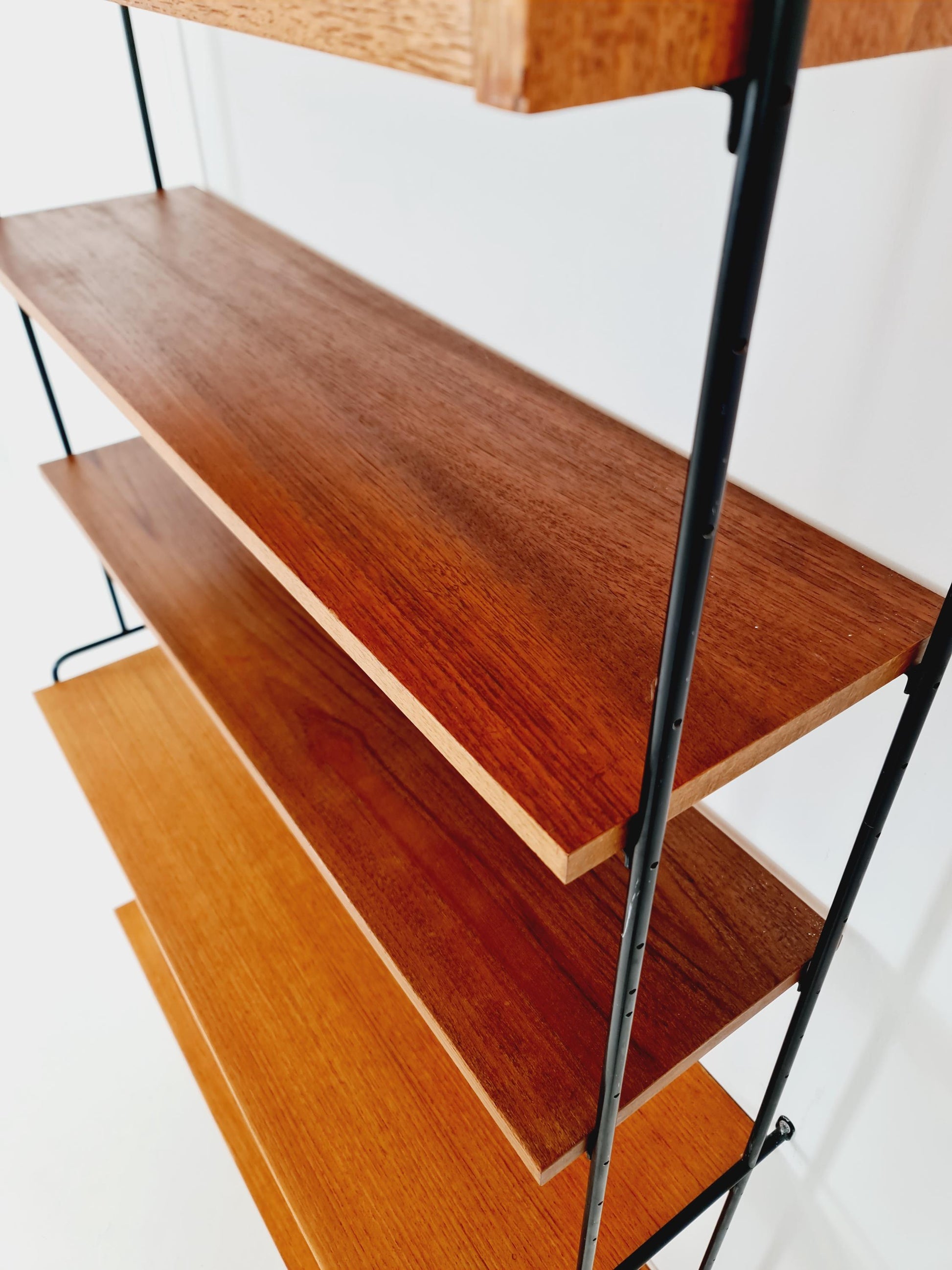 Mid century Teak wall shelving unit by Hilker for Omnia, Germany, 1960s