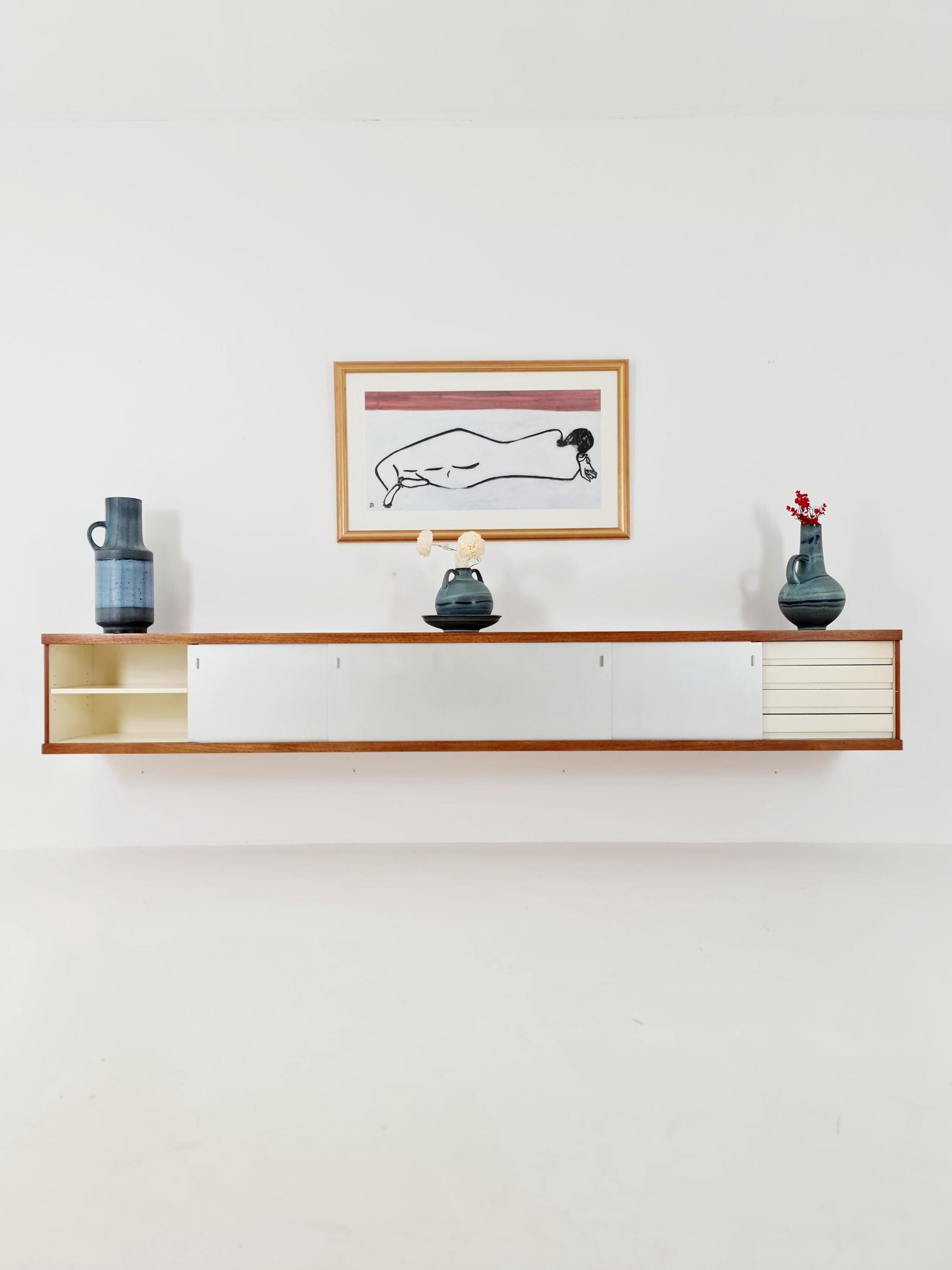 Vintage Mid century German Hanging /Floating Sideboard By Horst Brüning for Behr Model 1730 ,1960s