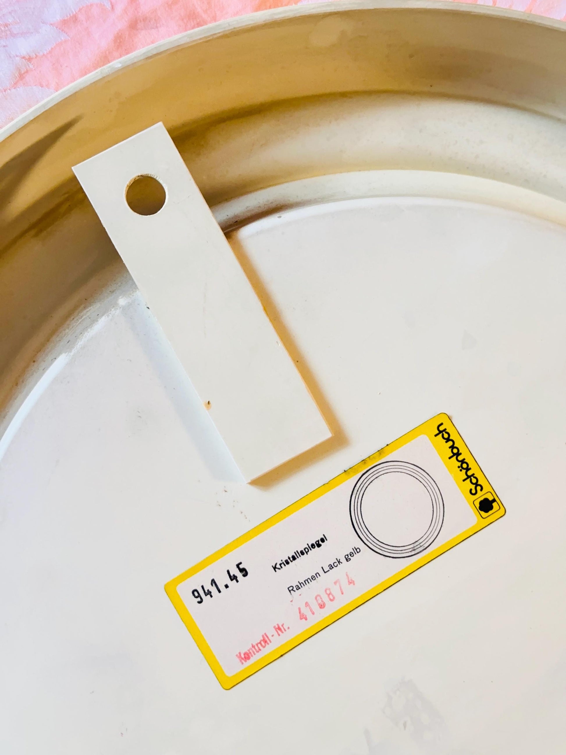 Mid century Spaceage yellow Kristal wall round mirror Schönbuch ,1970s Germany