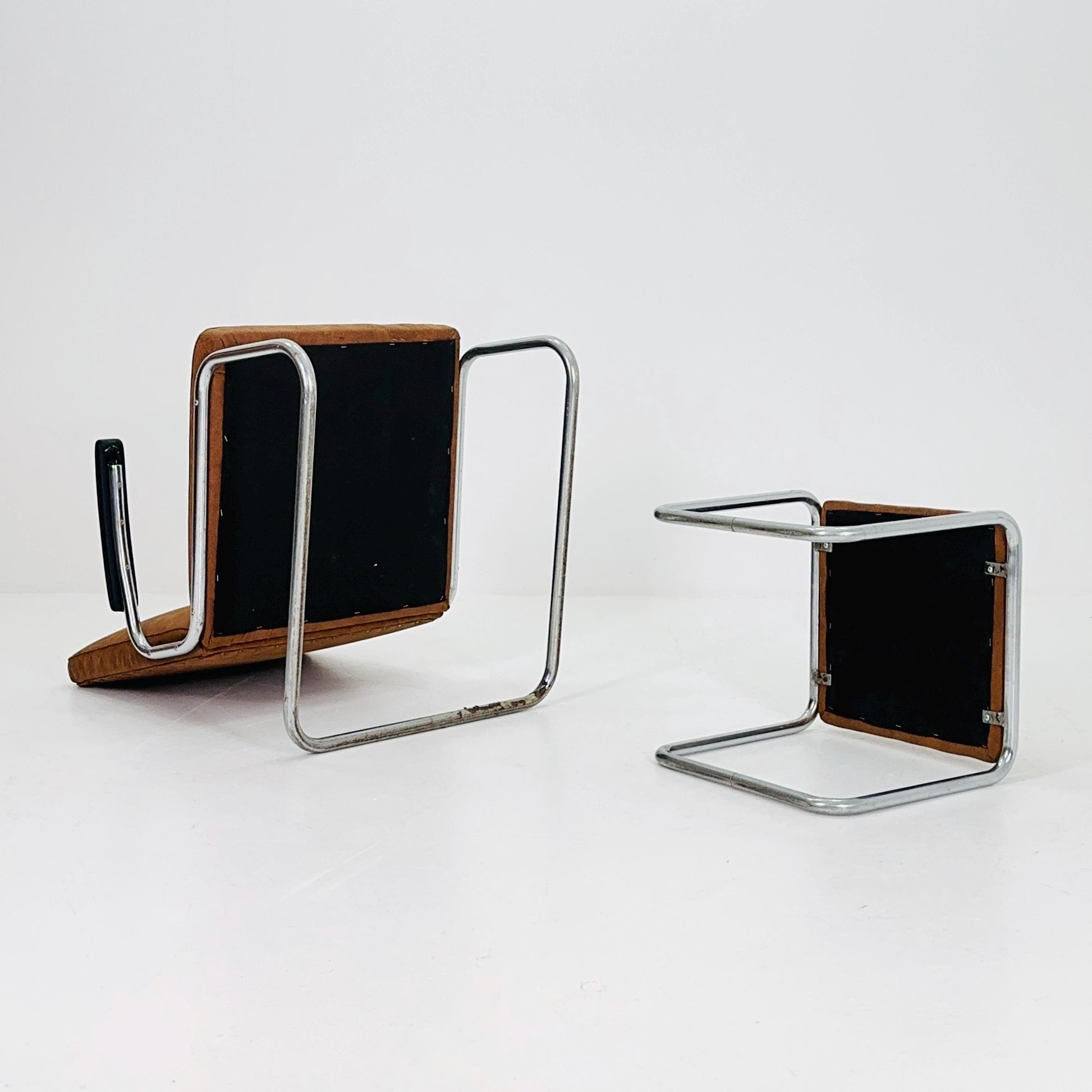 Mid-Century Bauhaus Lounge Chair & Ottoman Set by Drabert, Germany, 1950s