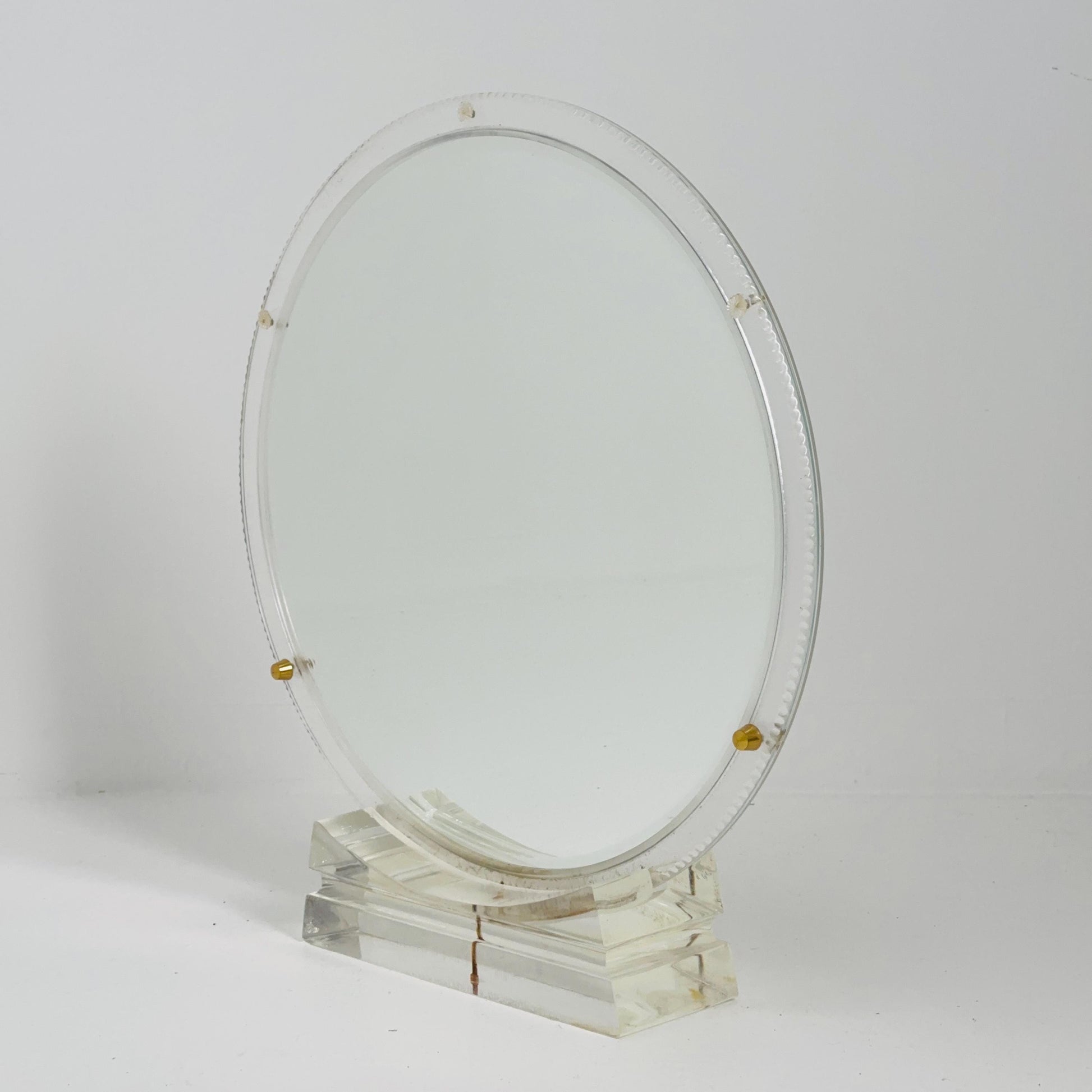 Mid century acrylic glass Lucite Makeup Mirror by Charles Hollis Jones 1970s