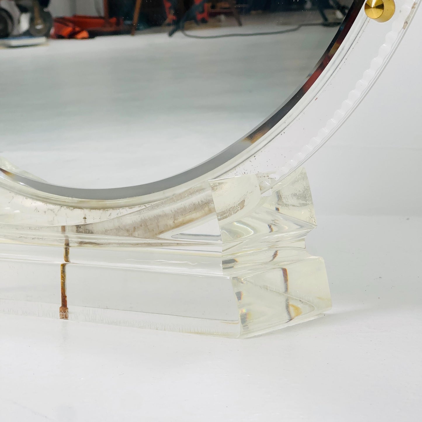 Mid century acrylic glass Lucite Makeup Mirror by Charles Hollis Jones 1970s