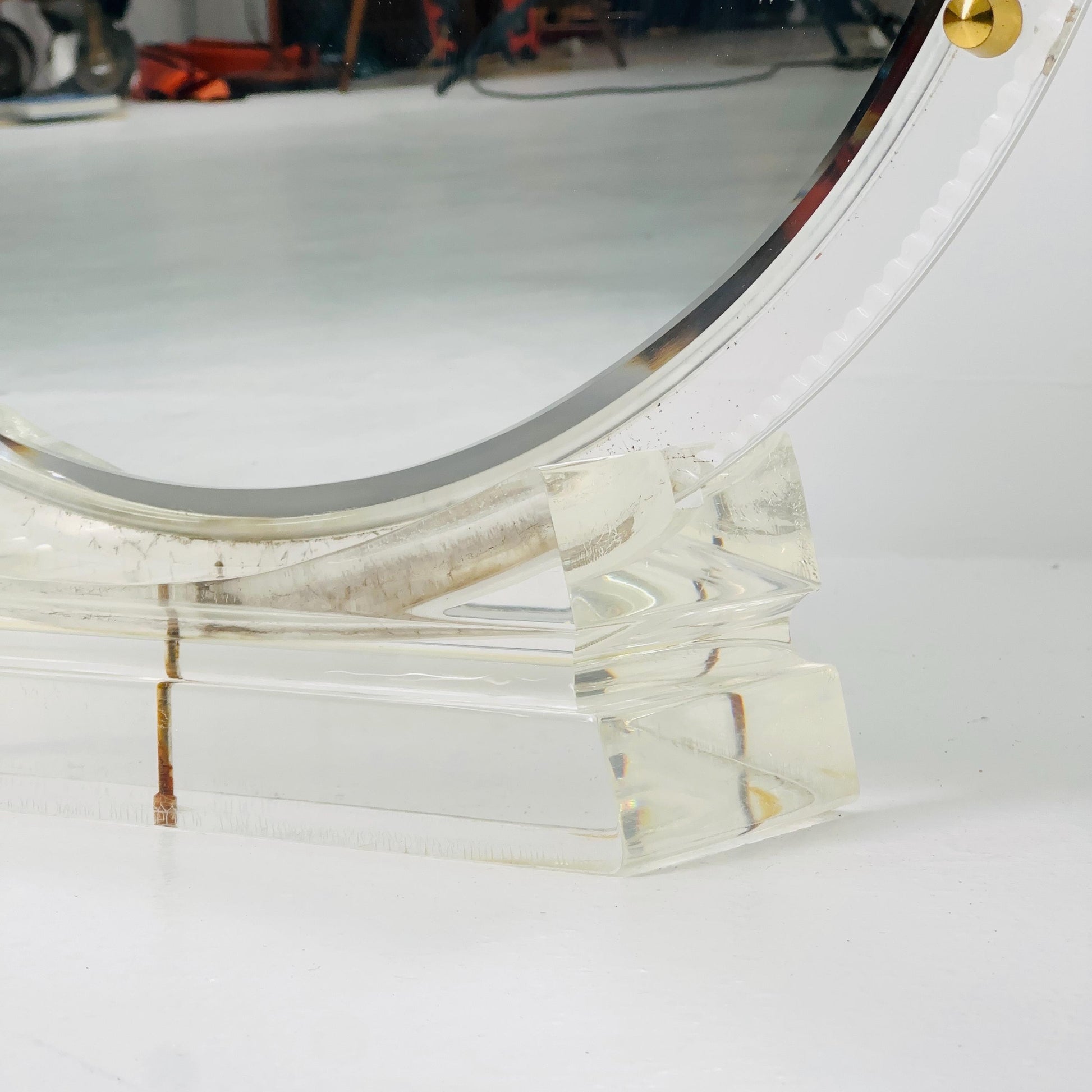 Mid century acrylic glass Lucite Makeup Mirror by Charles Hollis Jones 1970s