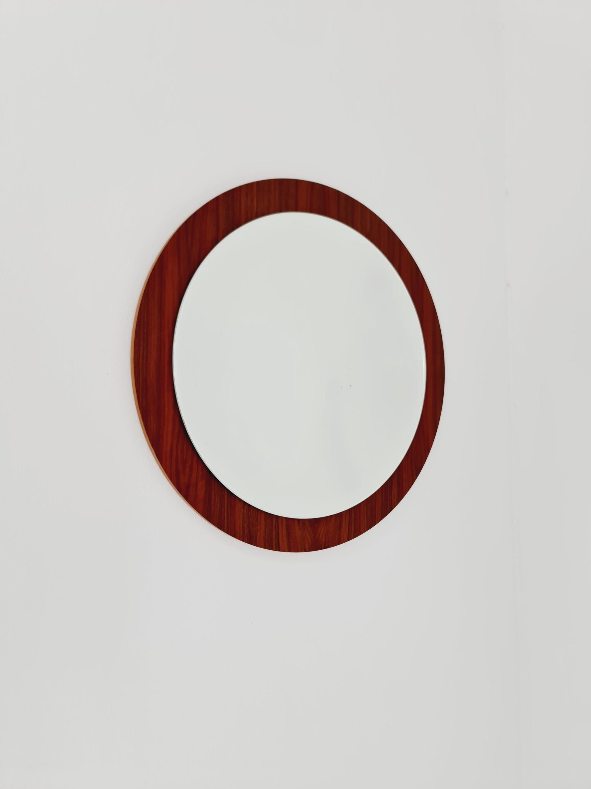 Mid Century round teak wall mirror from the 60s