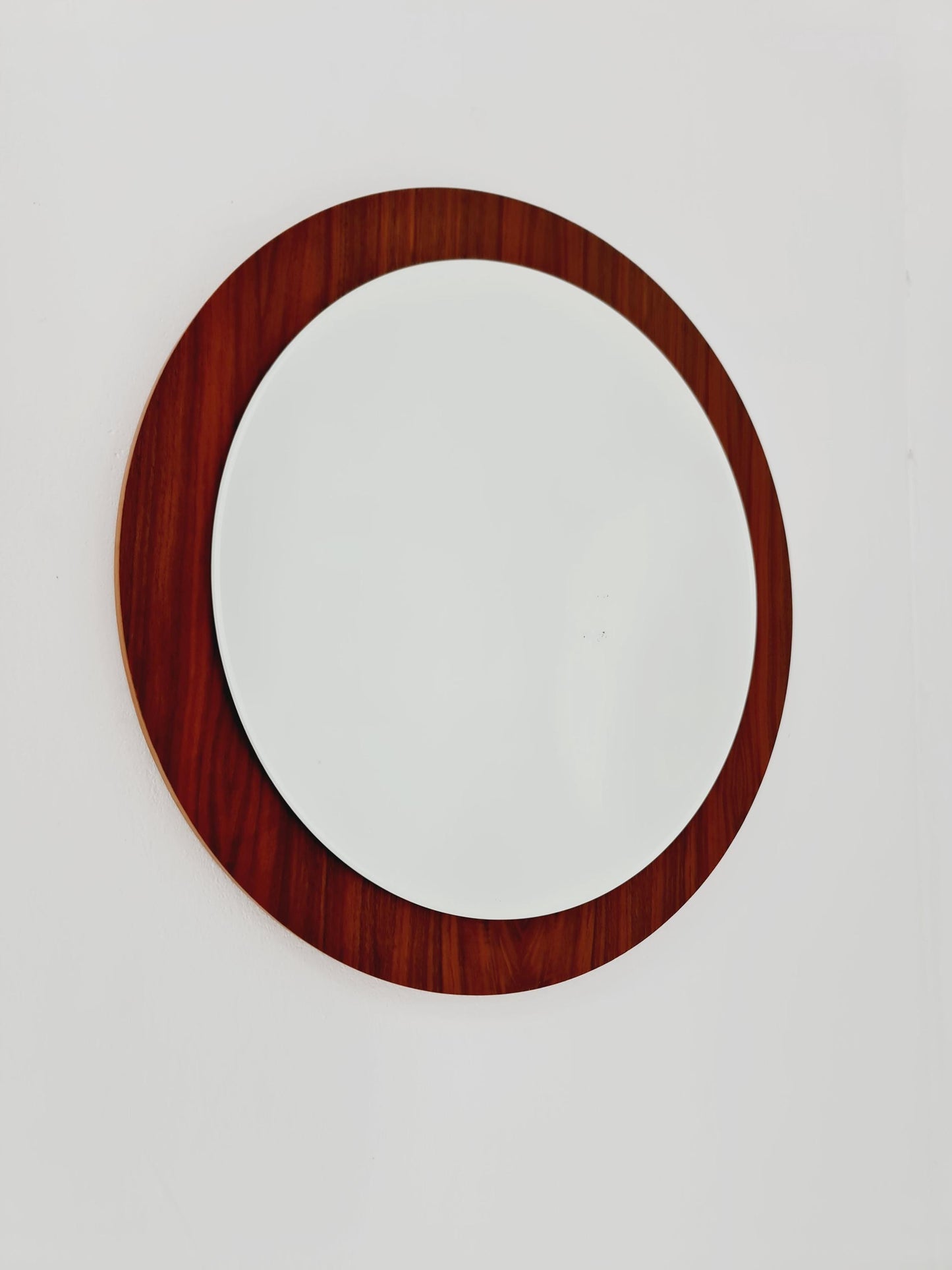 Mid Century round teak wall mirror from the 60s