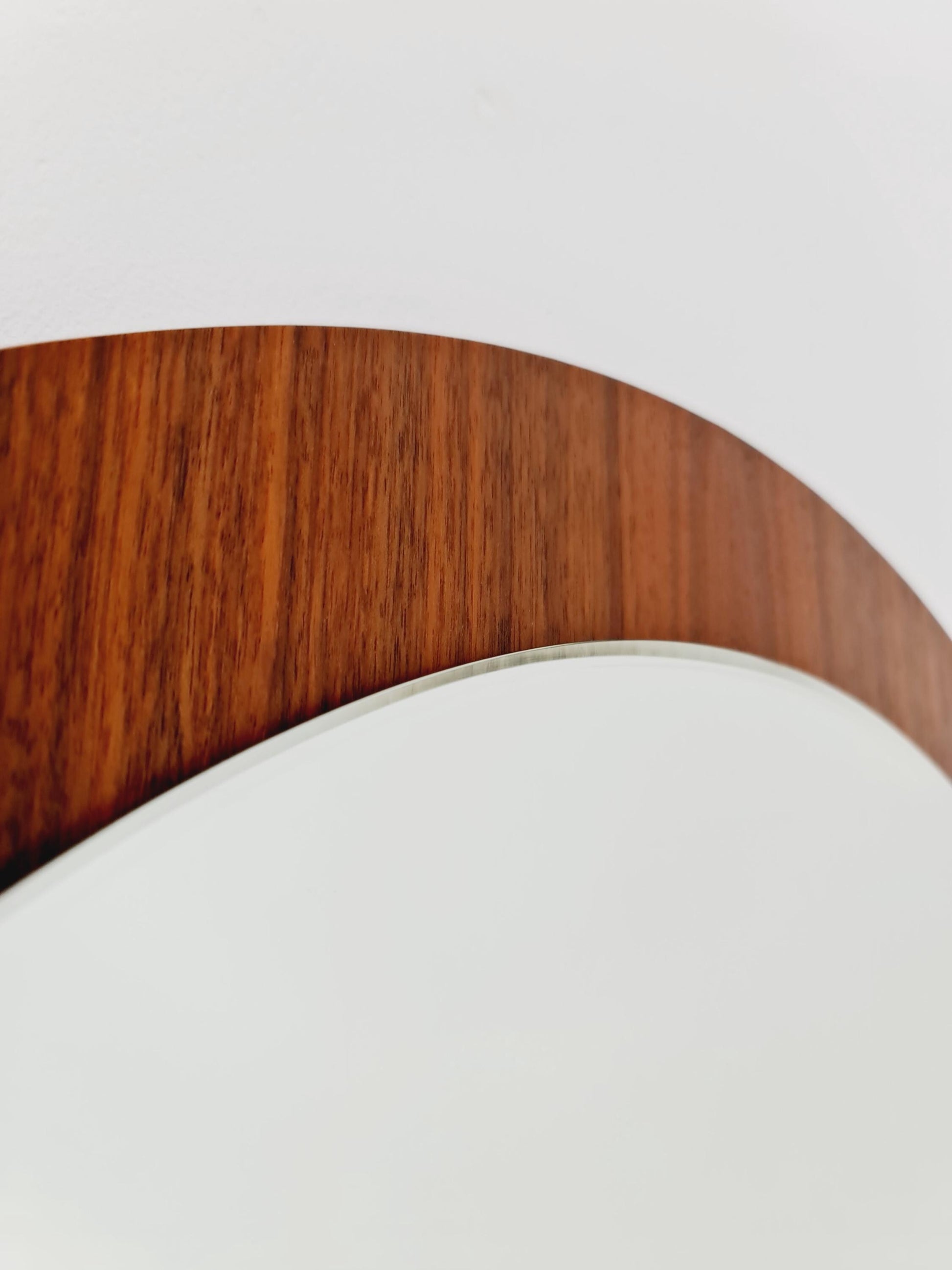 Mid Century round teak wall mirror from the 60s