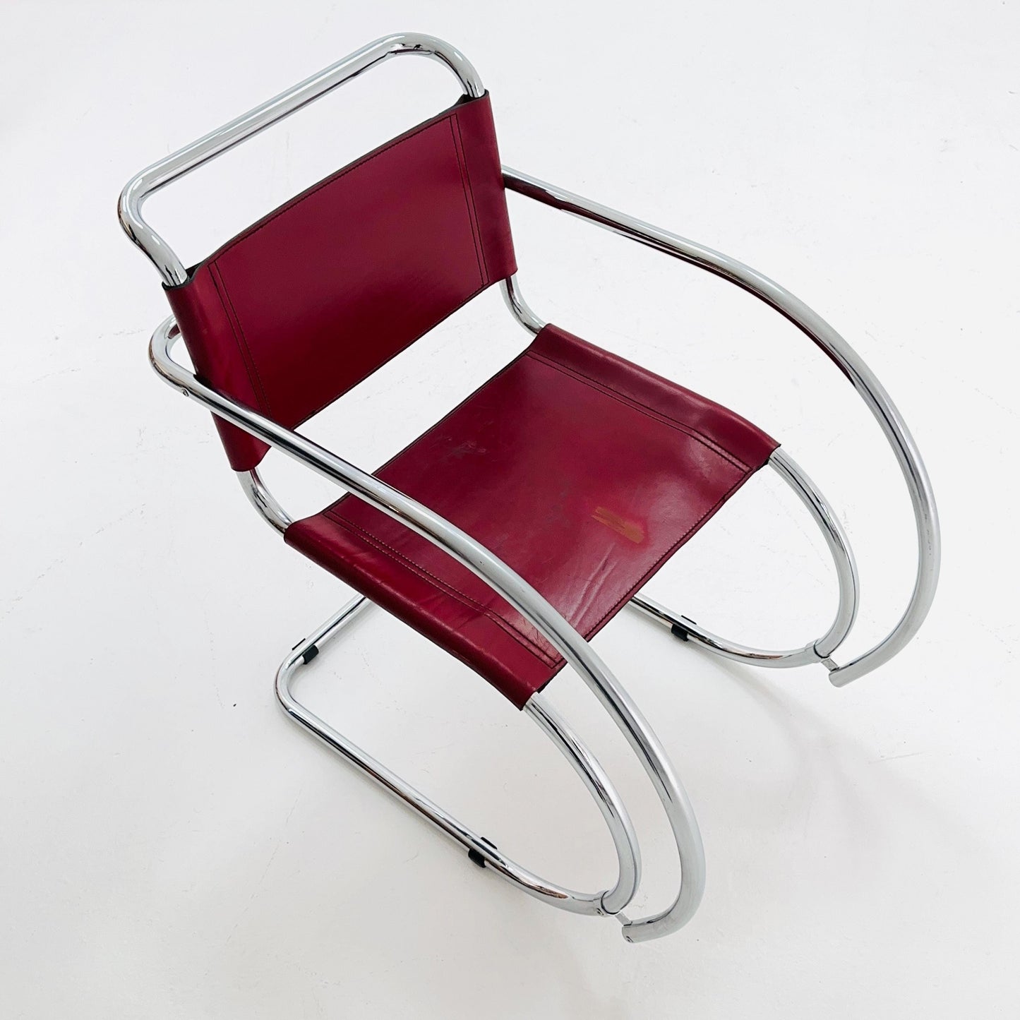 Mid century Cantilever Freischwinger MR20 Armchair by Ludwig Mies van der Rohe for Fasem Italy, 1980s