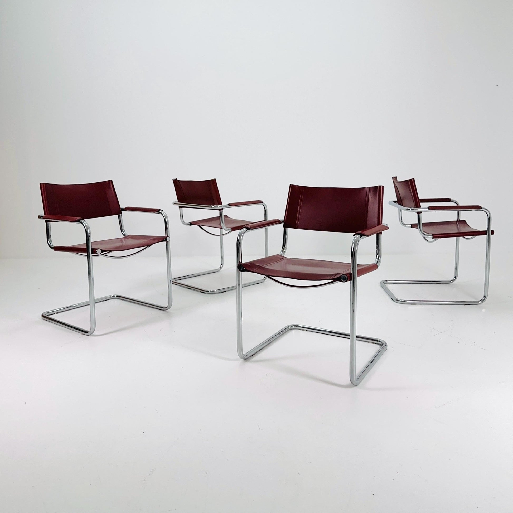Set of 4 Centro Studio armchairs by Mart Stam & Marcel Breuer, 1970s Fasem Italy