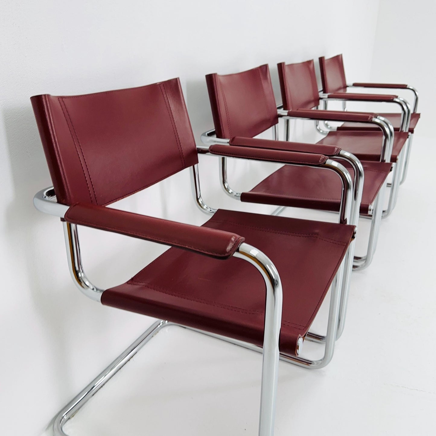 Set of 4 Centro Studio armchairs by Mart Stam & Marcel Breuer, 1970s Fasem Italy