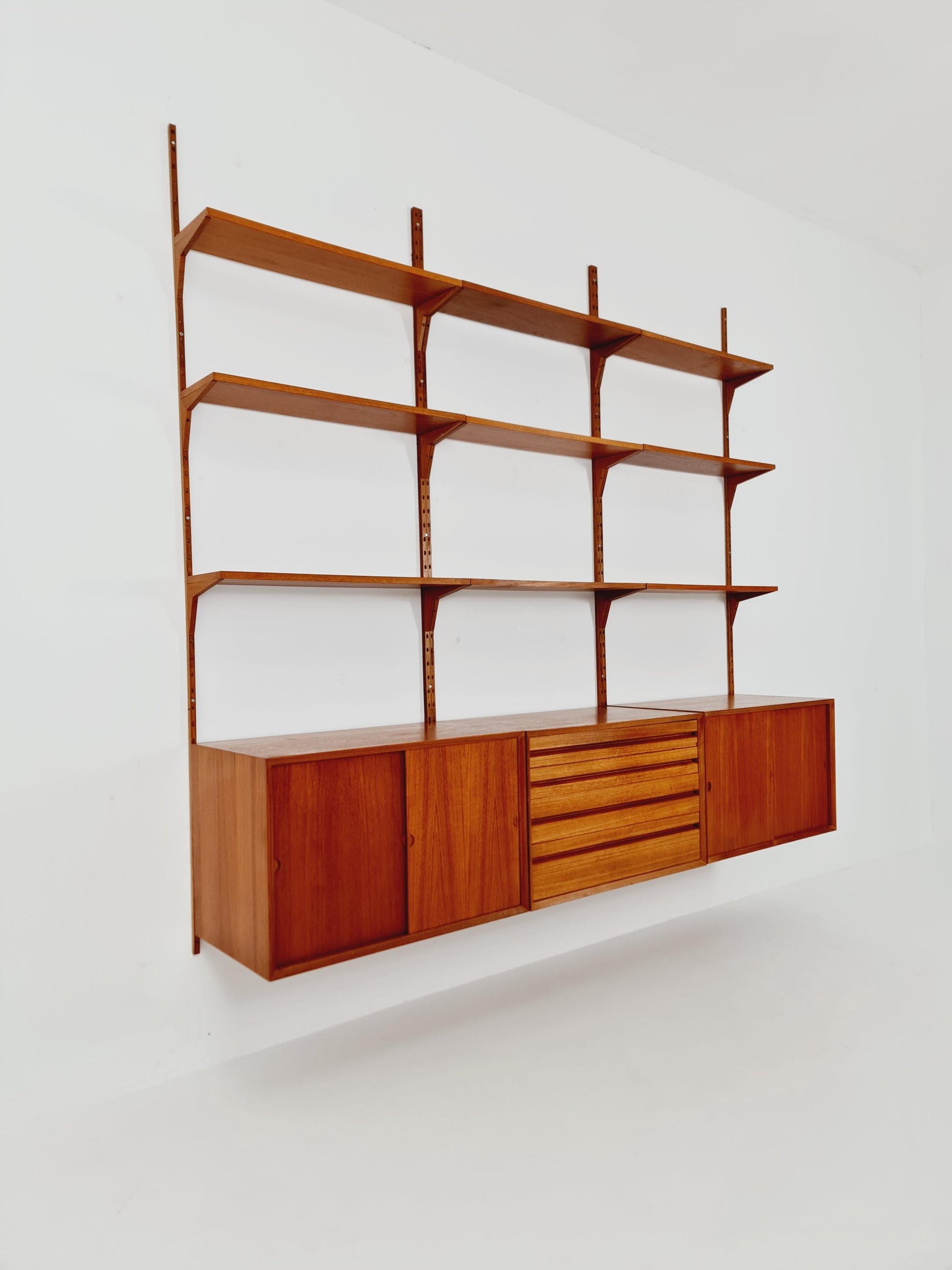 Big Mid century Danish Teak Wall Unit with 3 cabinets by Poul Cadovius for Cado, Denmark, 1960s