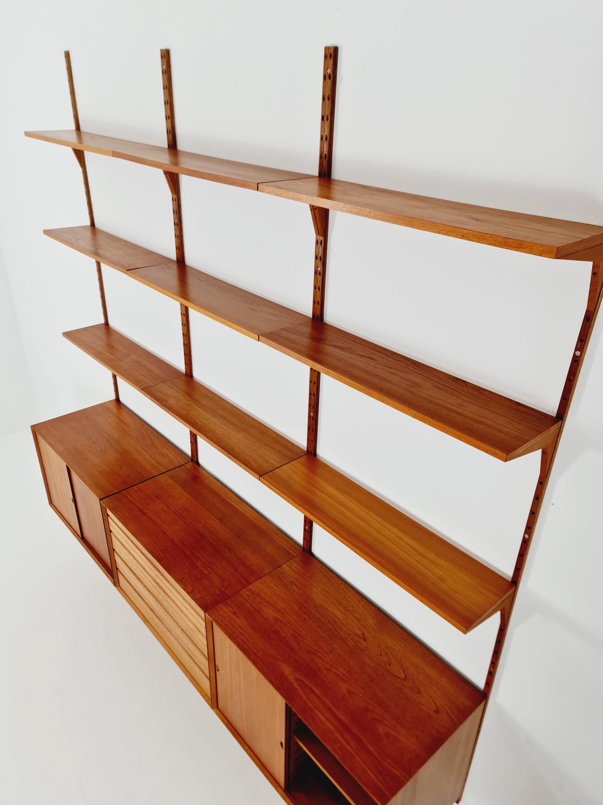 Big Mid century Danish Teak Wall Unit with 3 cabinets by Poul Cadovius for Cado, Denmark, 1960s