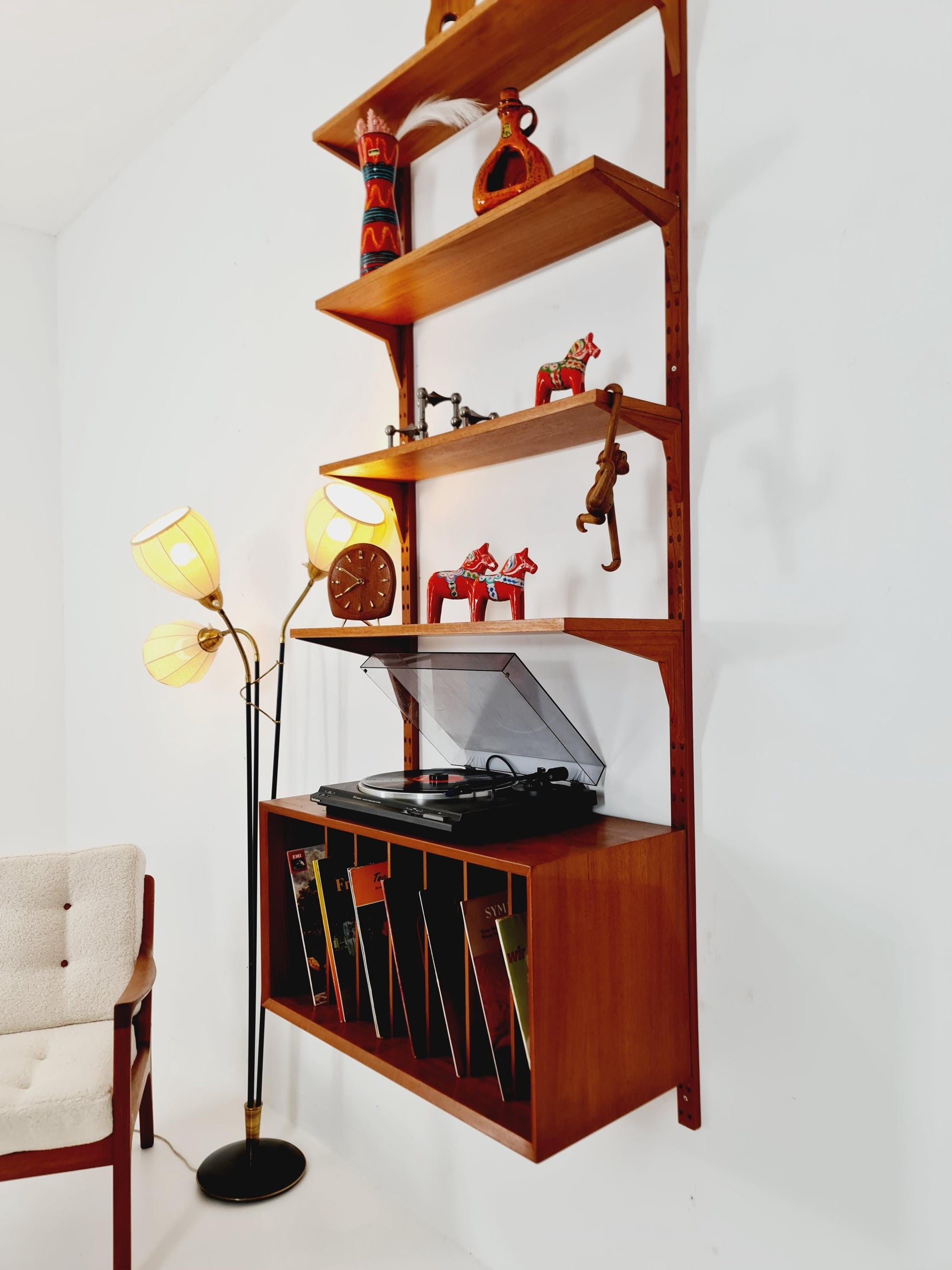 Mid century Single Danish Teak Wall Unit with Vinyl Box / Record Cabinet by Poul Cadovius for Cado, Denmark, 1960s