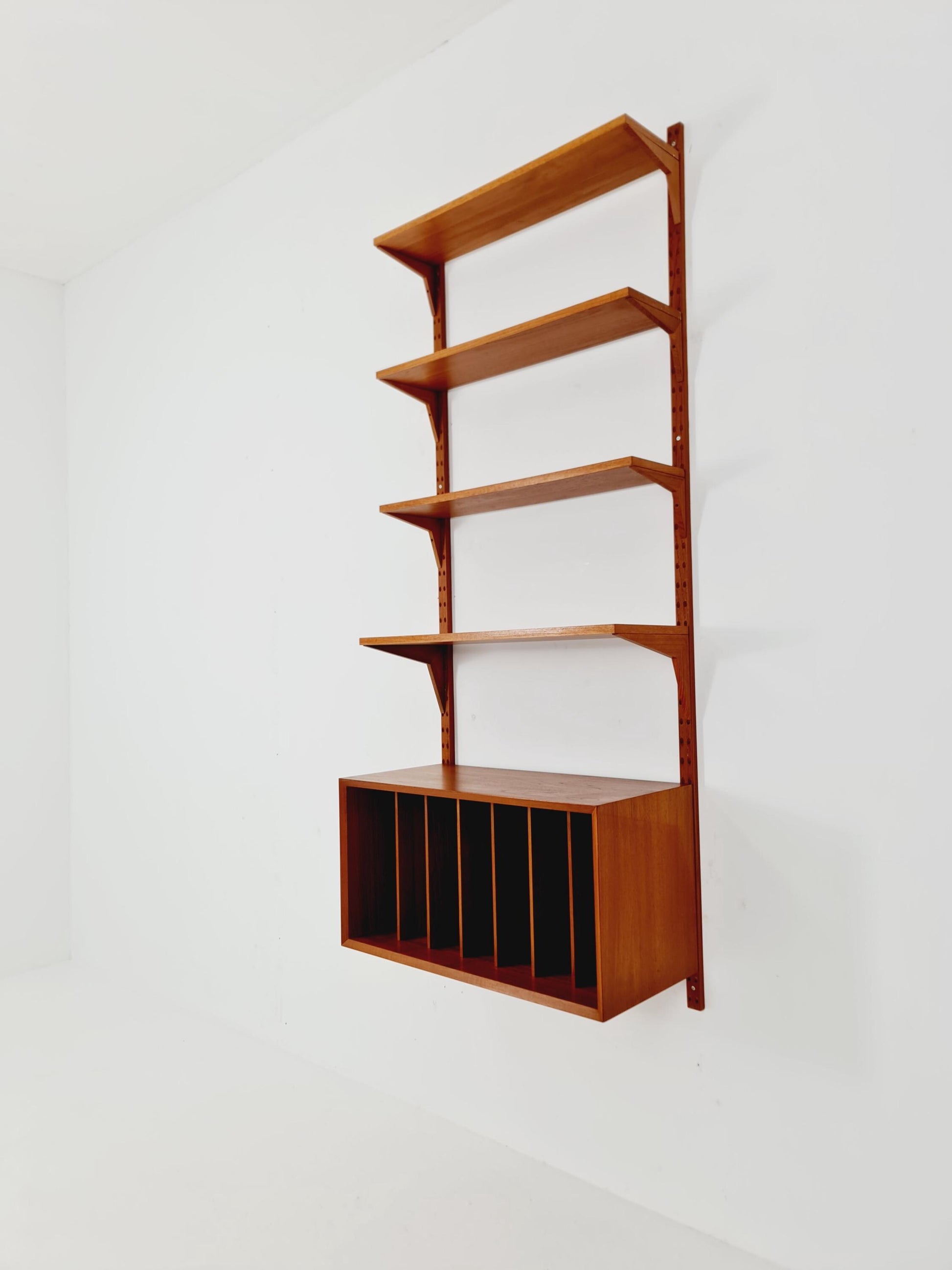 Mid century Single Danish Teak Wall Unit with Vinyl Box / Record Cabinet by Poul Cadovius for Cado, Denmark, 1960s
