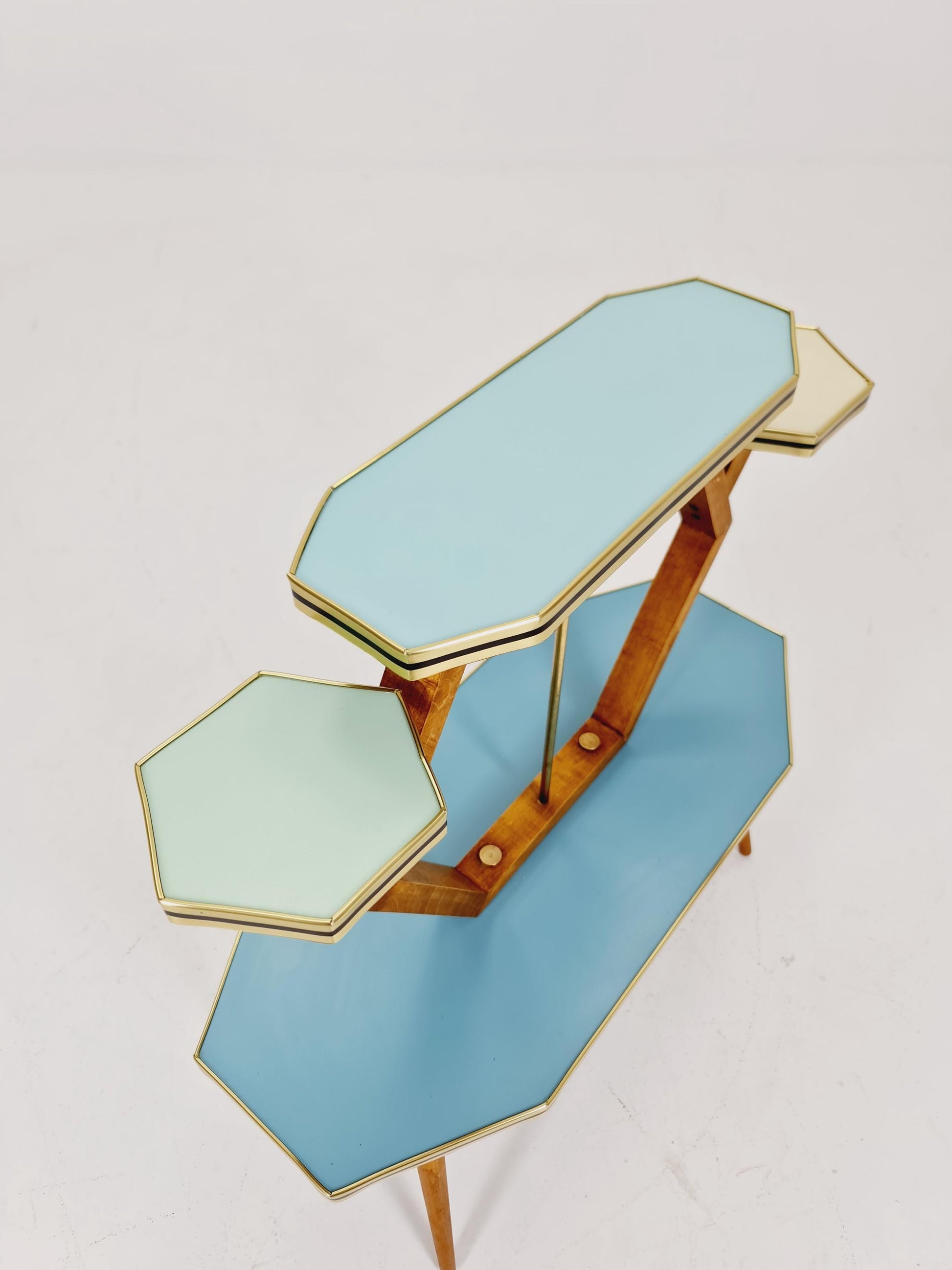 Rare Large German Plant Stand, Colorful Vintage Mid-Century Minimalist Indoor Plant Stand Side Table Retro flower table, 1950s