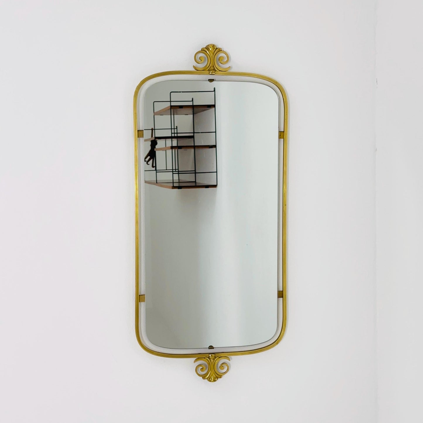 mid-century brass wall mirror with braided hanging strap from West Spiegel, Germany, 1960s
