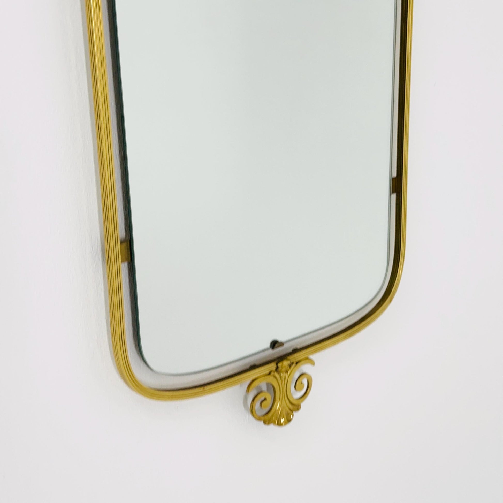 mid-century brass wall mirror with braided hanging strap from West Spiegel, Germany, 1960s