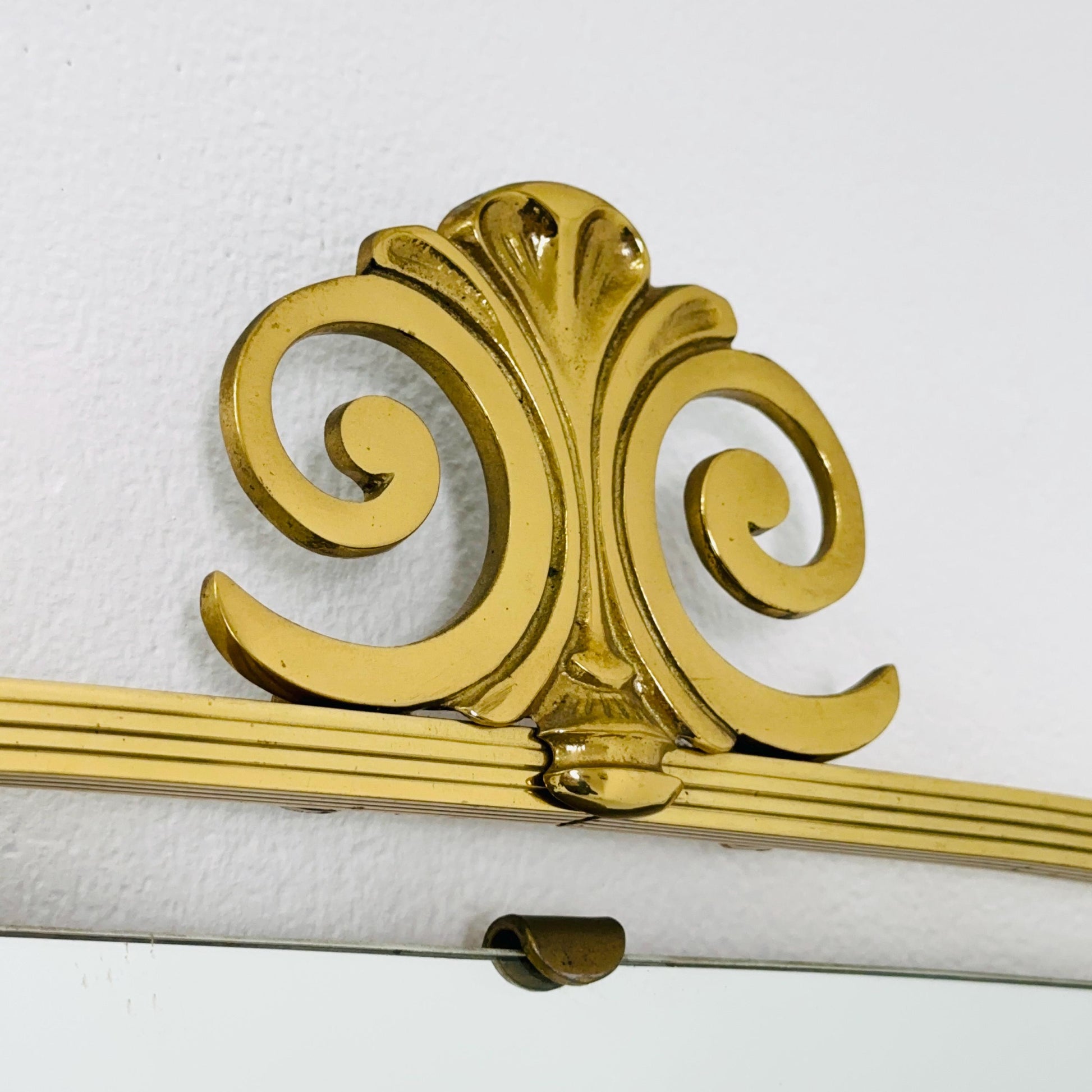 mid-century brass wall mirror with braided hanging strap from West Spiegel, Germany, 1960s