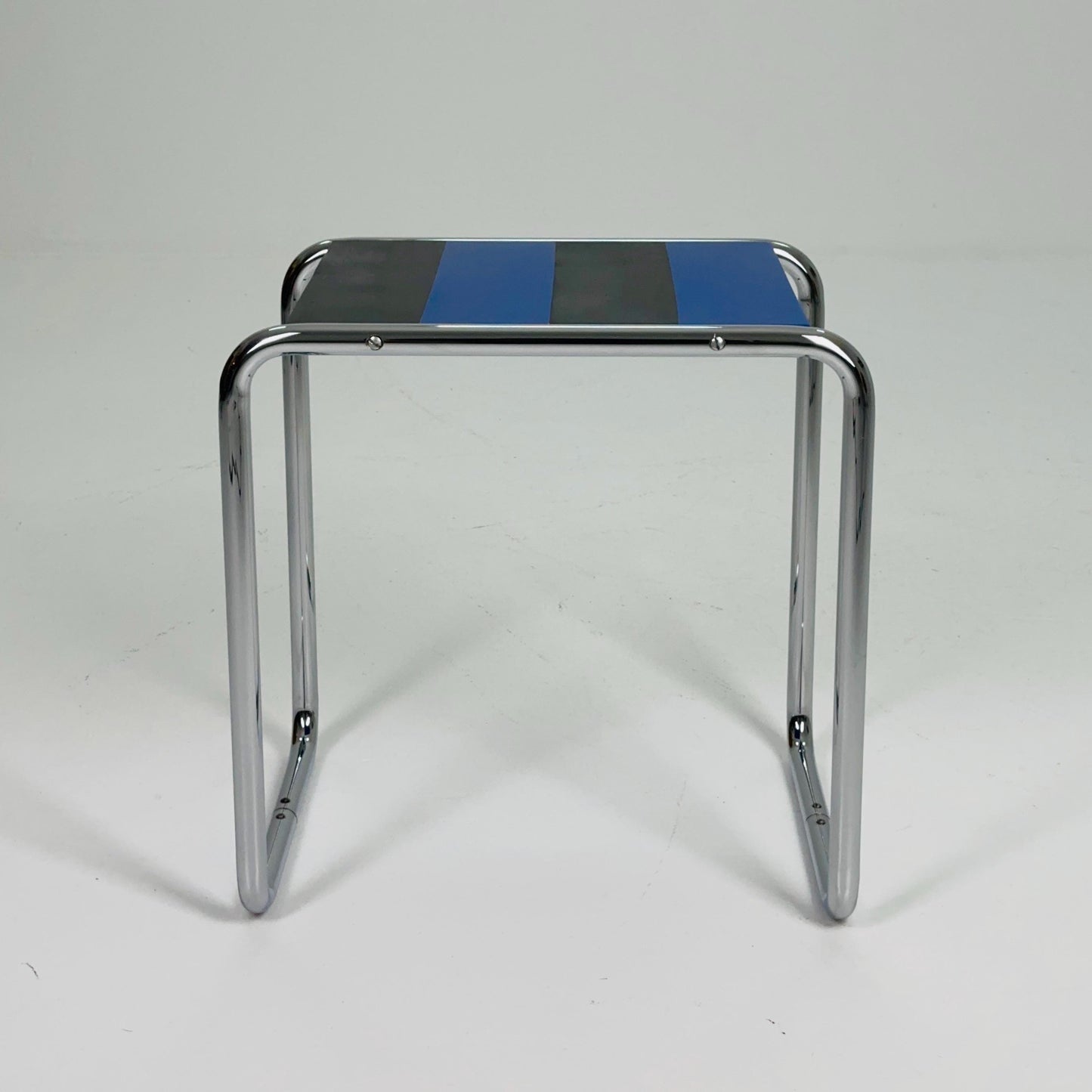 Mid century Marcel Breuer Laccio Side Coffee Table — Black & Blue Edition — Bauhaus Design by Arnol for L-C Stendal, Germany — 1970s