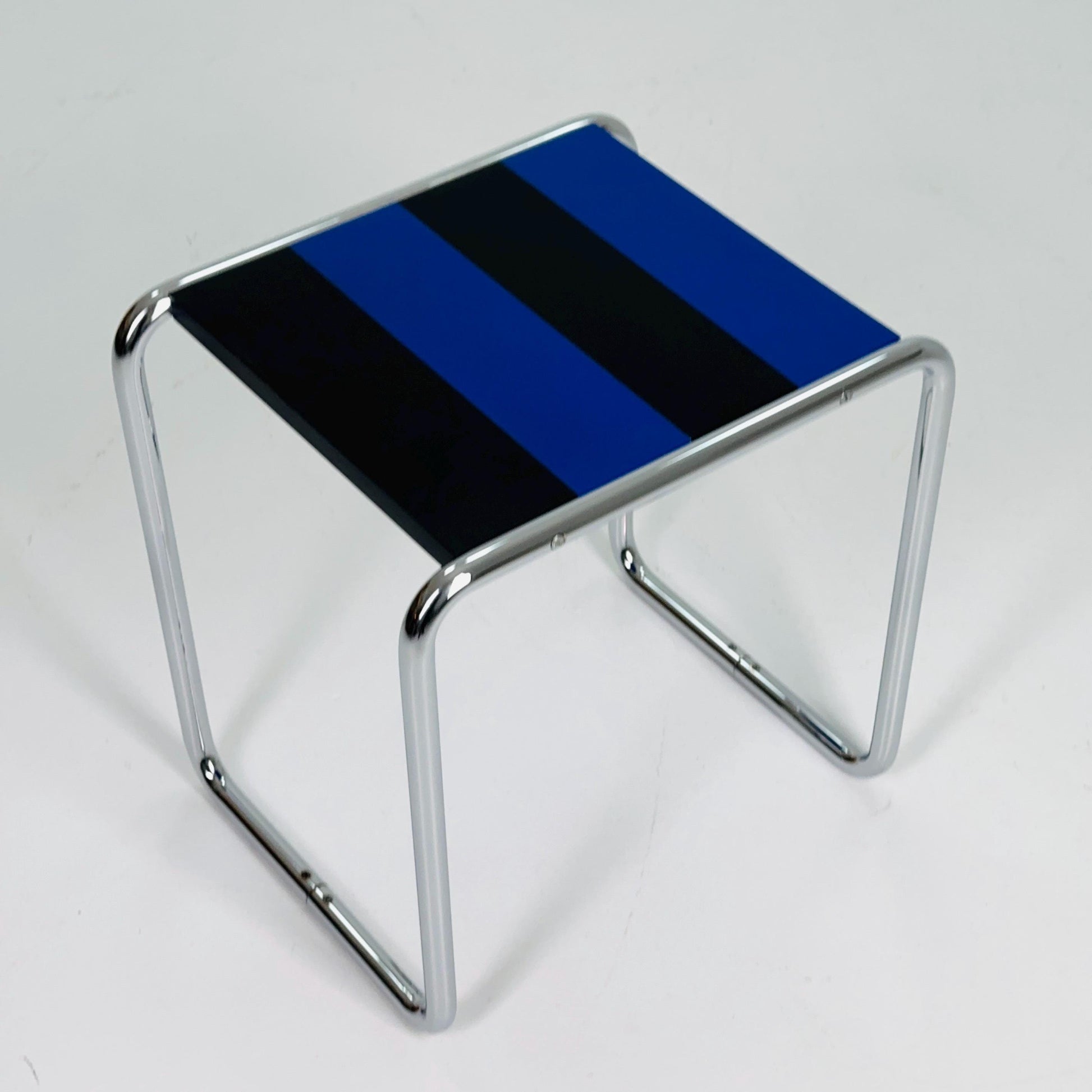 Mid century Marcel Breuer Laccio Side Coffee Table — Black & Blue Edition — Bauhaus Design by Arnol for L-C Stendal, Germany — 1970s