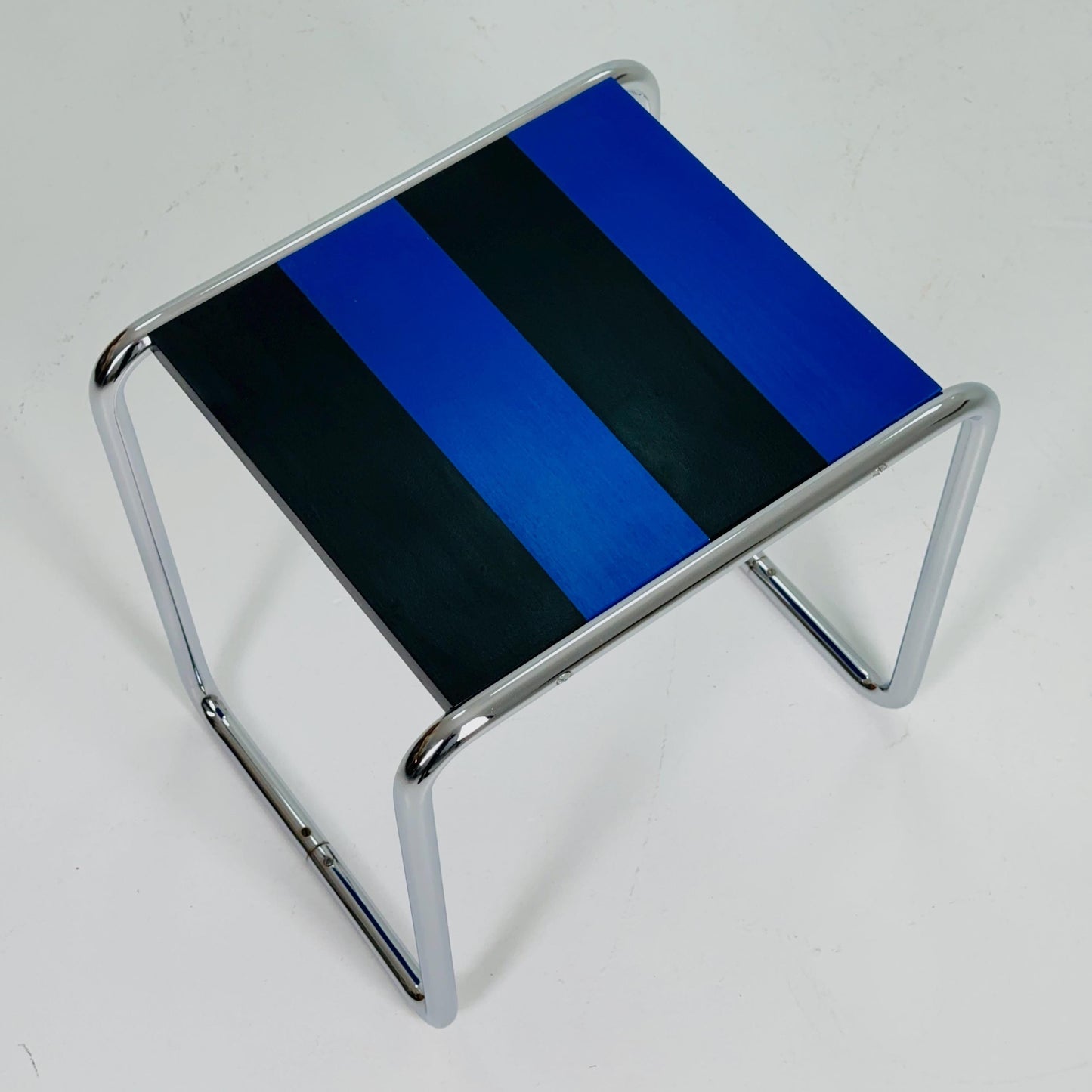Mid century Marcel Breuer Laccio Side Coffee Table — Black & Blue Edition — Bauhaus Design by Arnol for L-C Stendal, Germany — 1970s