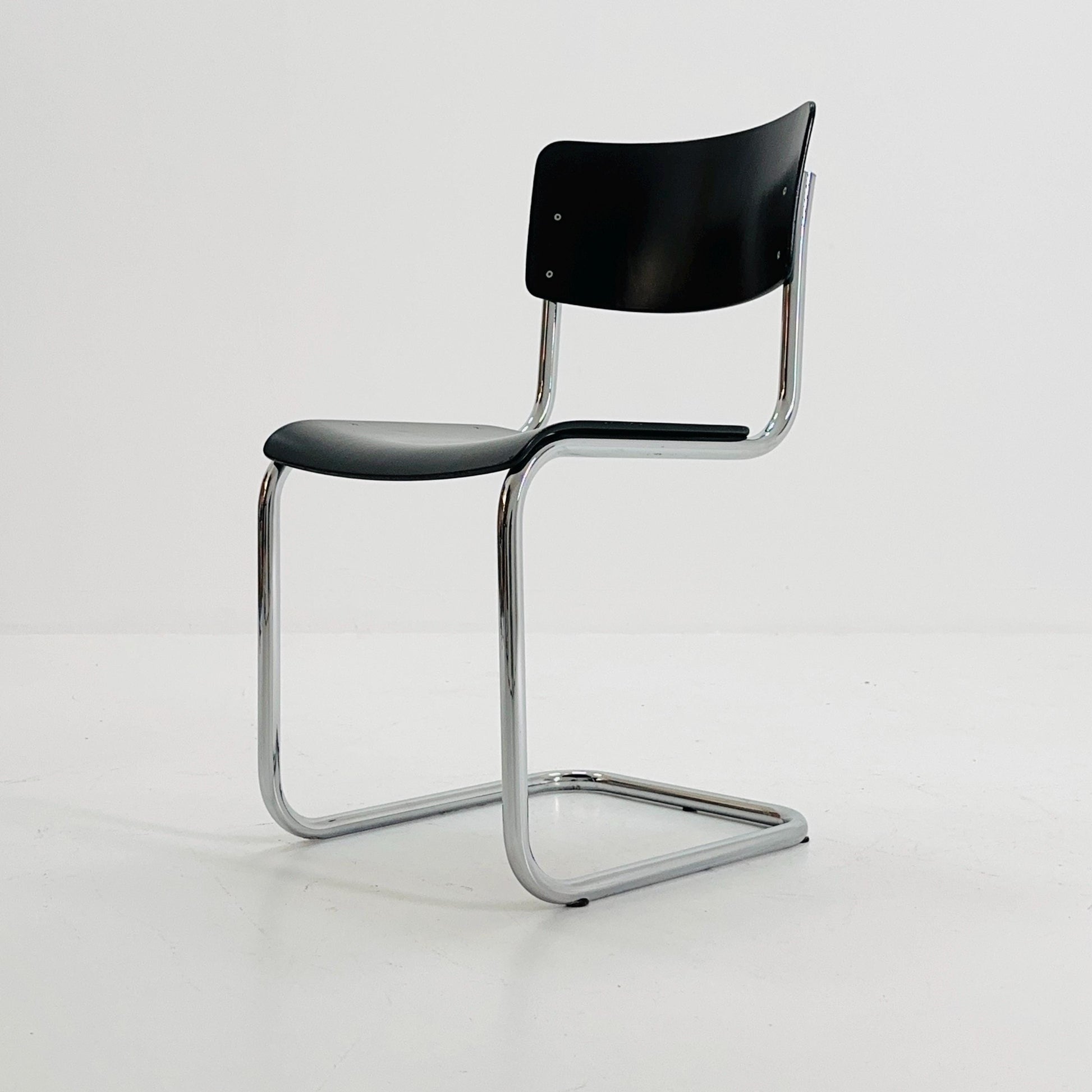 Mid century S43 Mart stam cantilever chair black beech steel tube chrome-plated by Thonet -1980s Germany