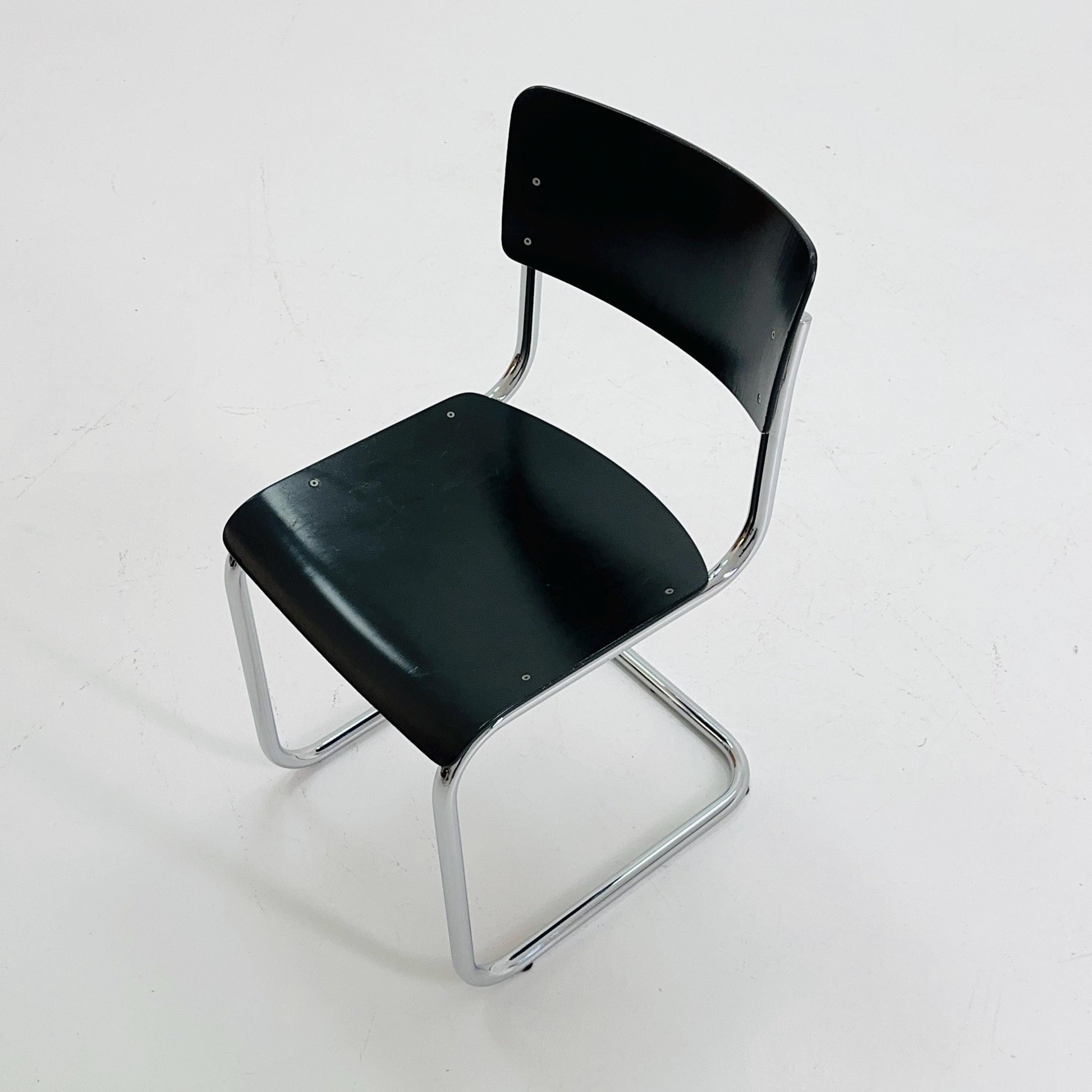 Mid century S43 Mart stam cantilever chair black beech steel tube chrome-plated by Thonet -1980s Germany