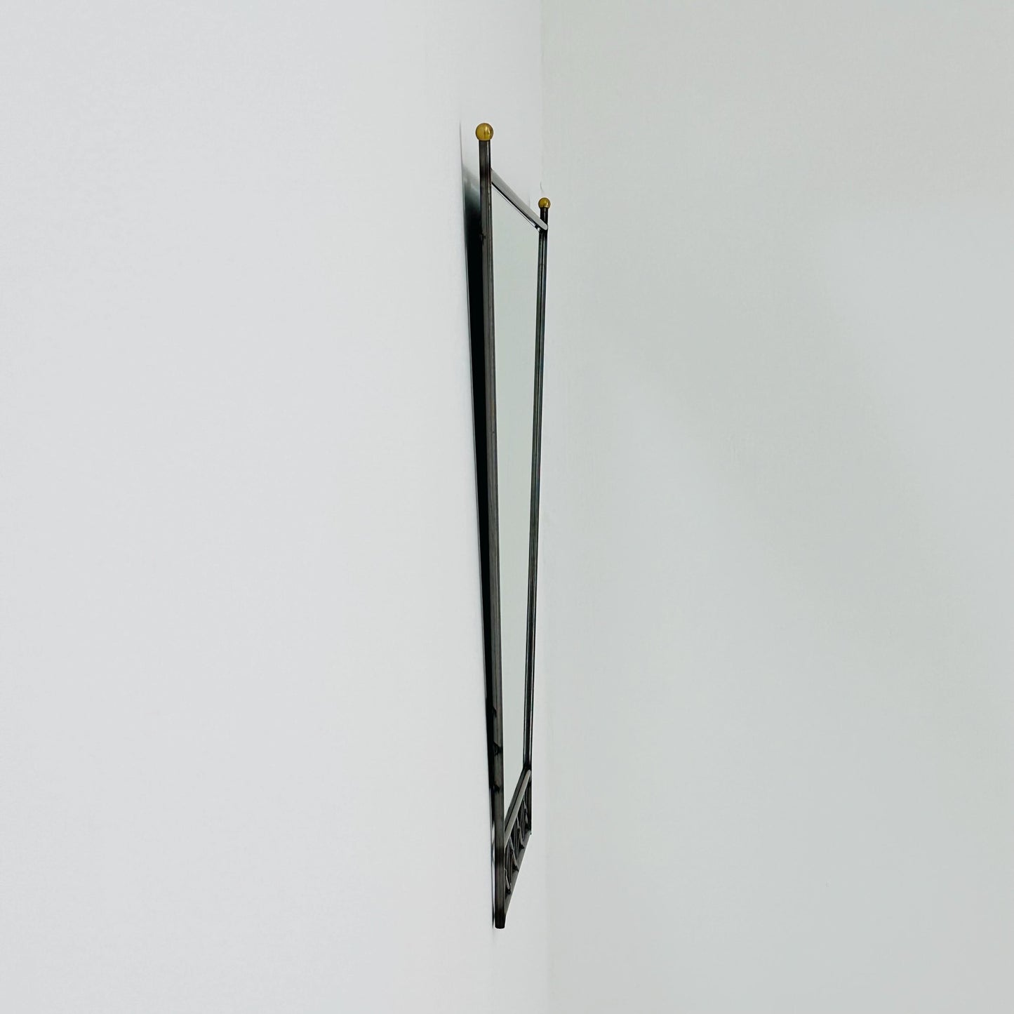 Mid century Italian Metal & Lucite Wall Mirror — Mid Century Vintage Iron Frame — Geometric Design 1980s