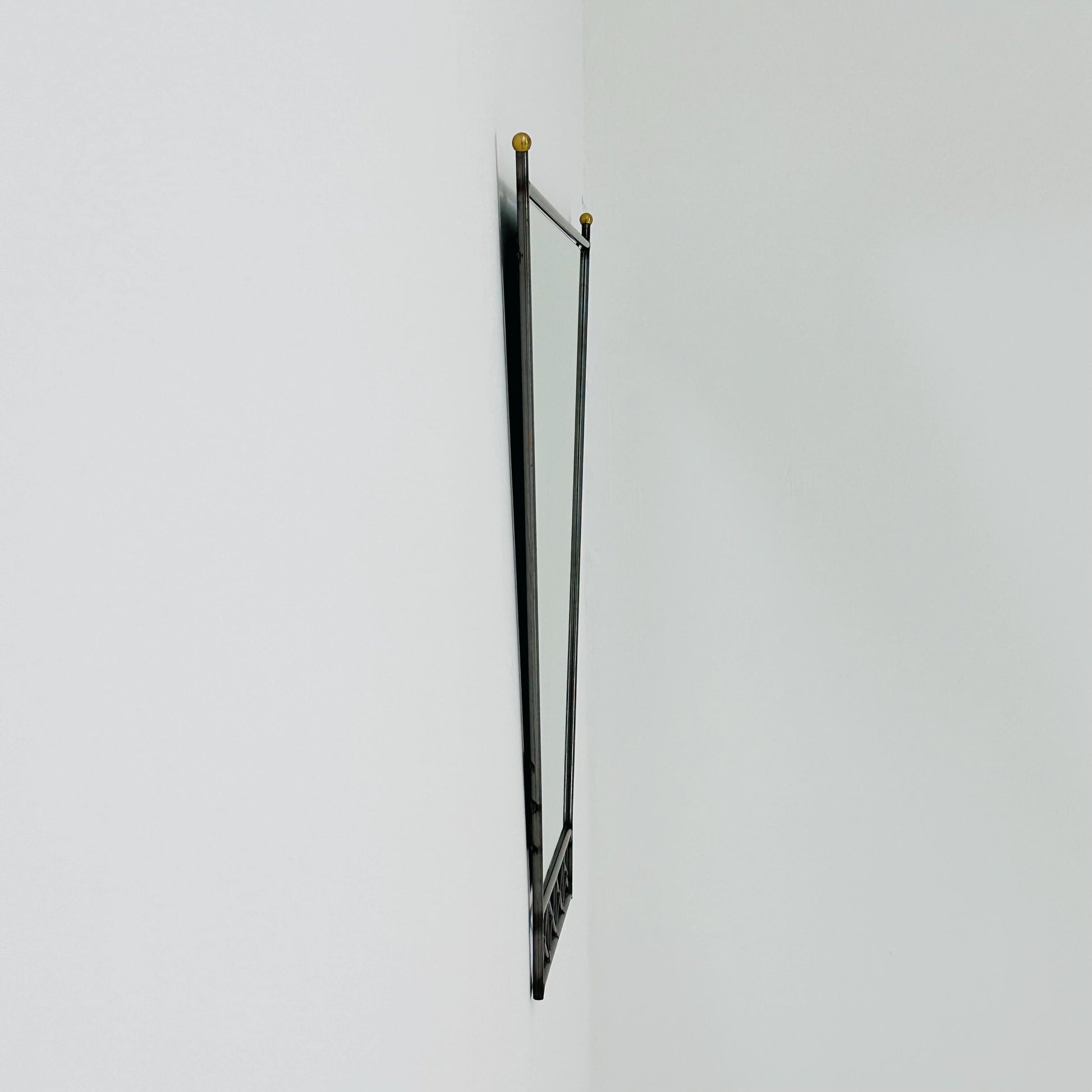 Mid century Italian Metal & Lucite Wall Mirror — Mid Century Vintage Iron Frame — Geometric Design 1980s
