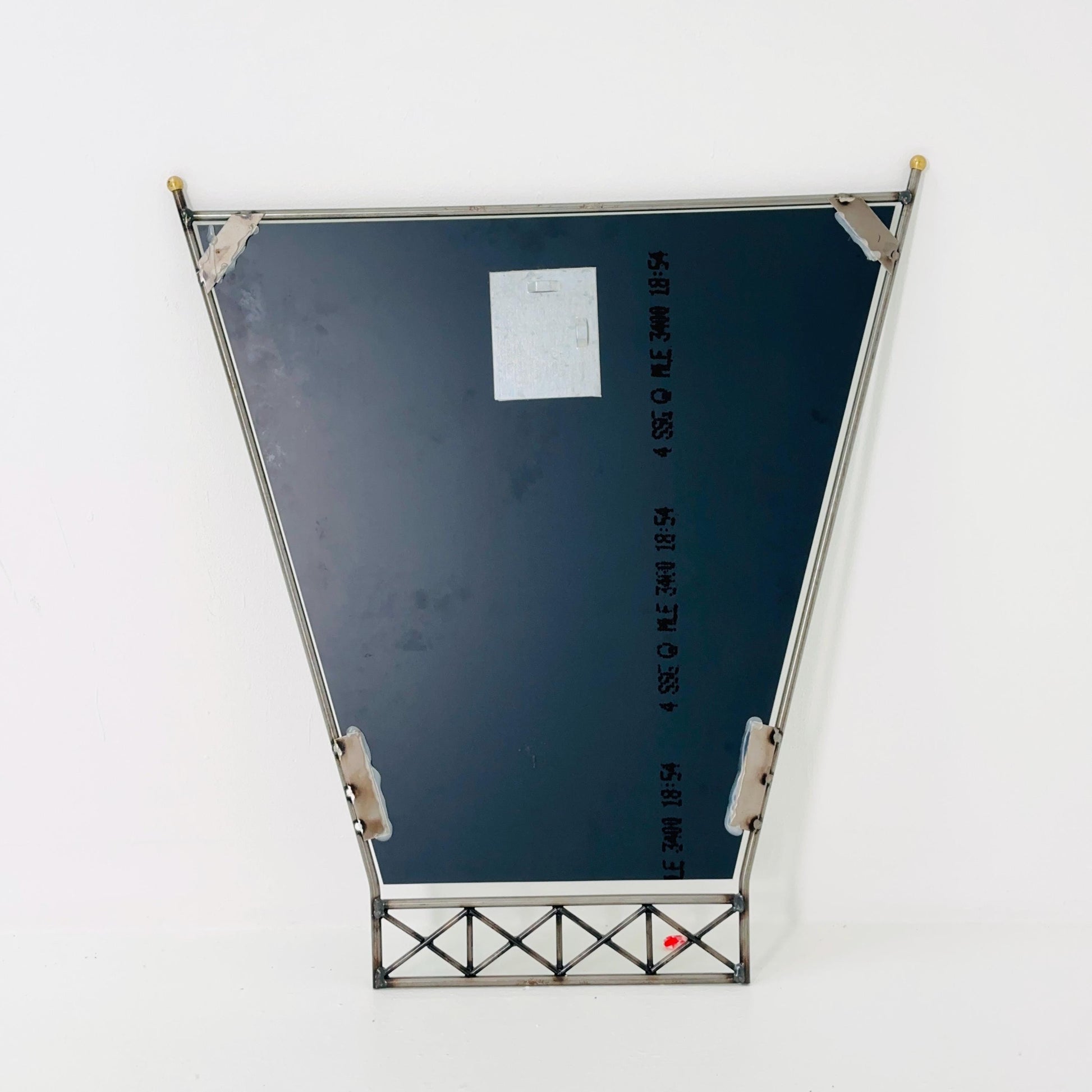Mid century Italian Metal & Lucite Wall Mirror — Mid Century Vintage Iron Frame — Geometric Design 1980s