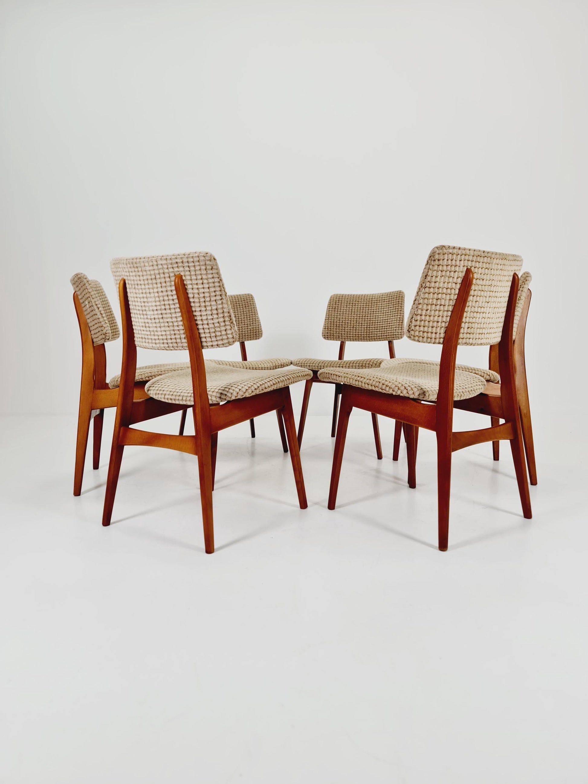 Vintage Danish solid wood dining Chairs, 1960s, Set of 6