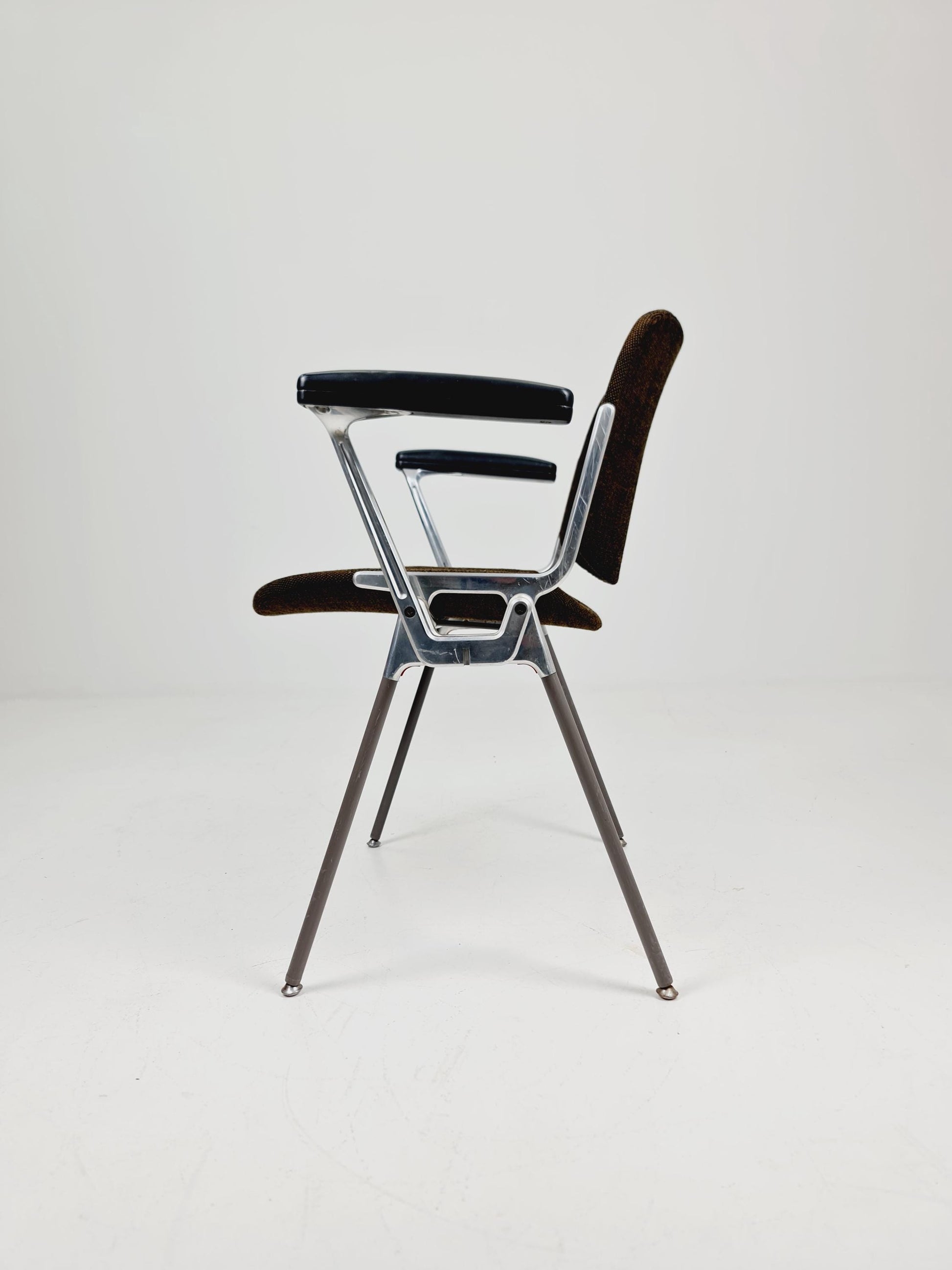 Italian Brown Fabric Castelli arm chairs by Giancarlo Piretti, 1970s