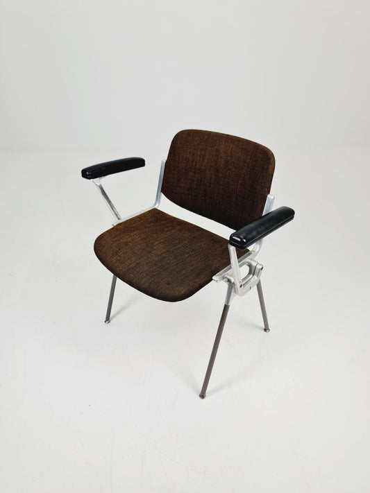 Italian Brown Fabric Castelli arm chairs by Giancarlo Piretti, 1970s